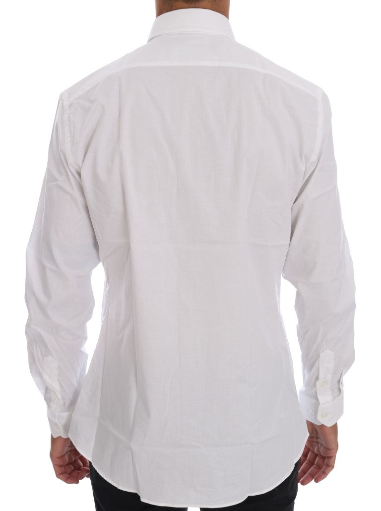 Elegant White Slim-Fit Cotton Shirt - ventzia