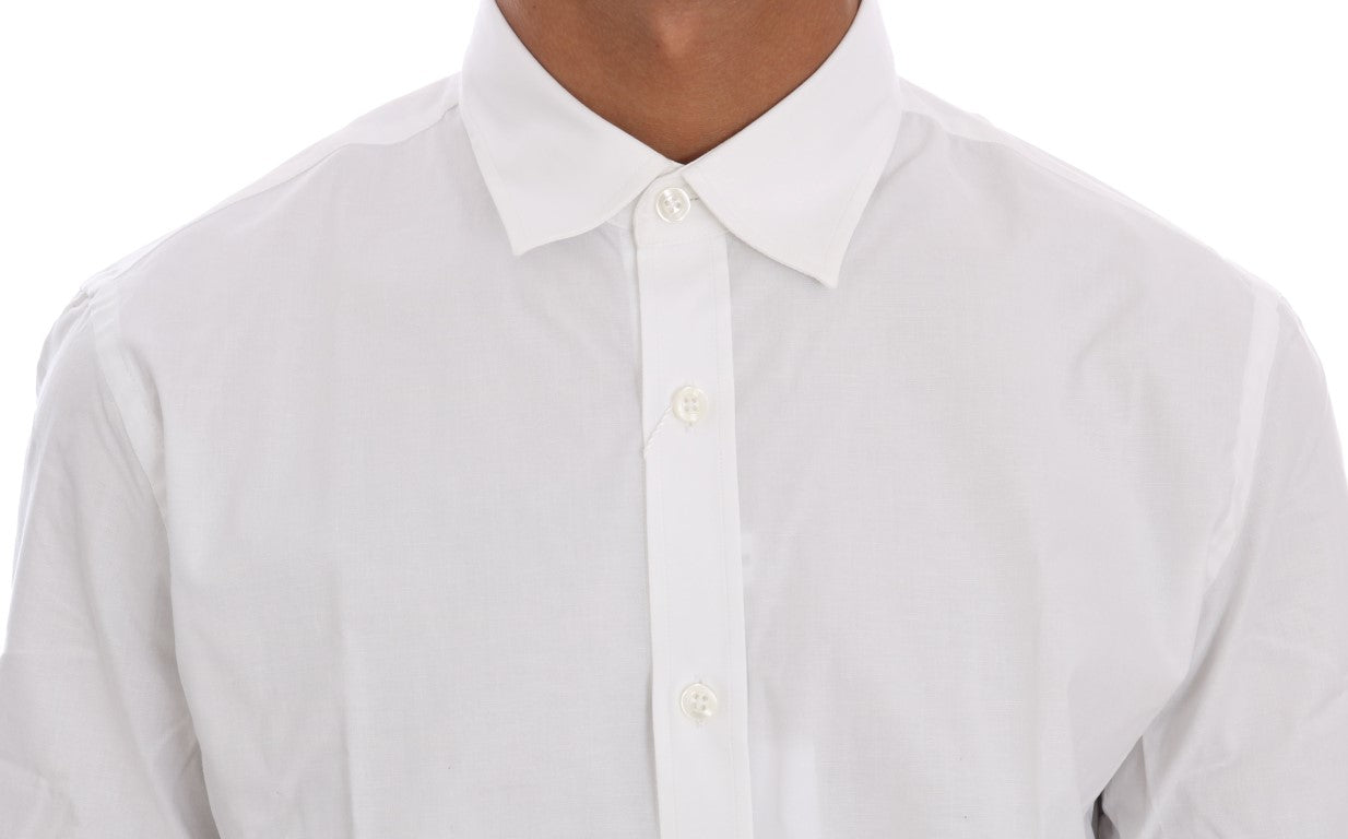 Elegant White Slim-Fit Cotton Shirt - ventzia