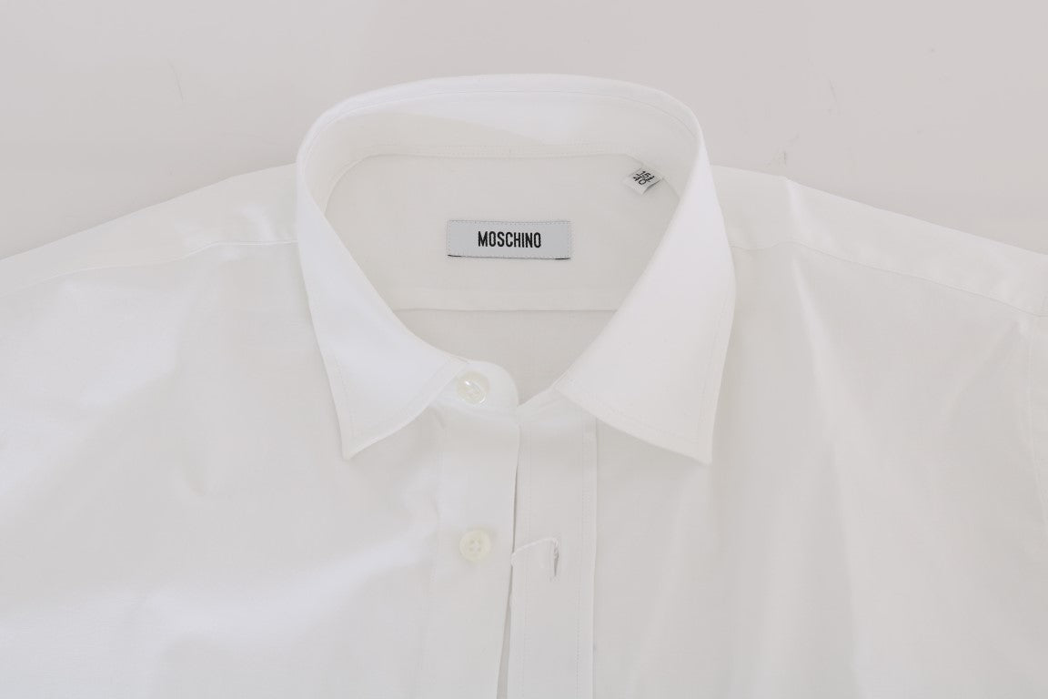 Elegant White Slim-Fit Cotton Shirt - ventzia