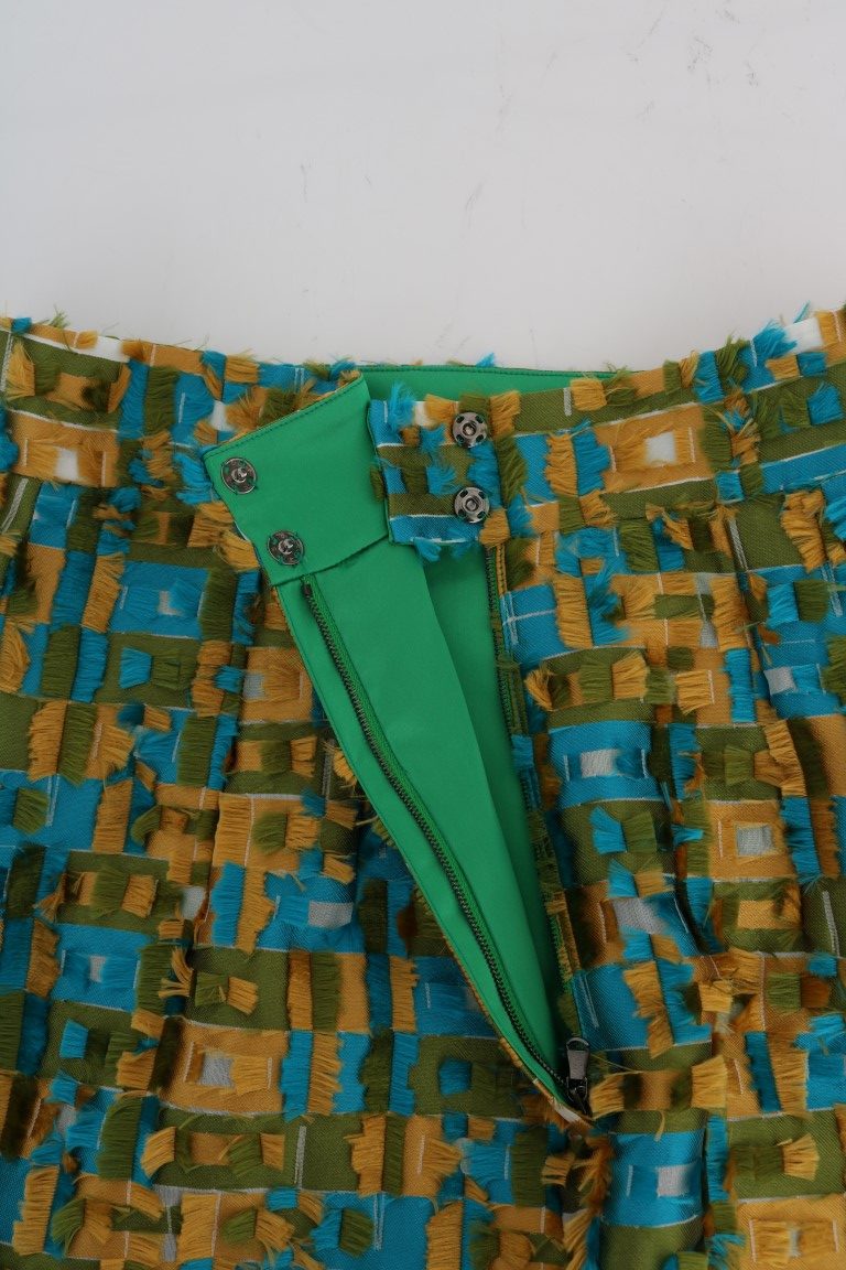 Elegant Green Jacquard High Waist Skirt - ventzia