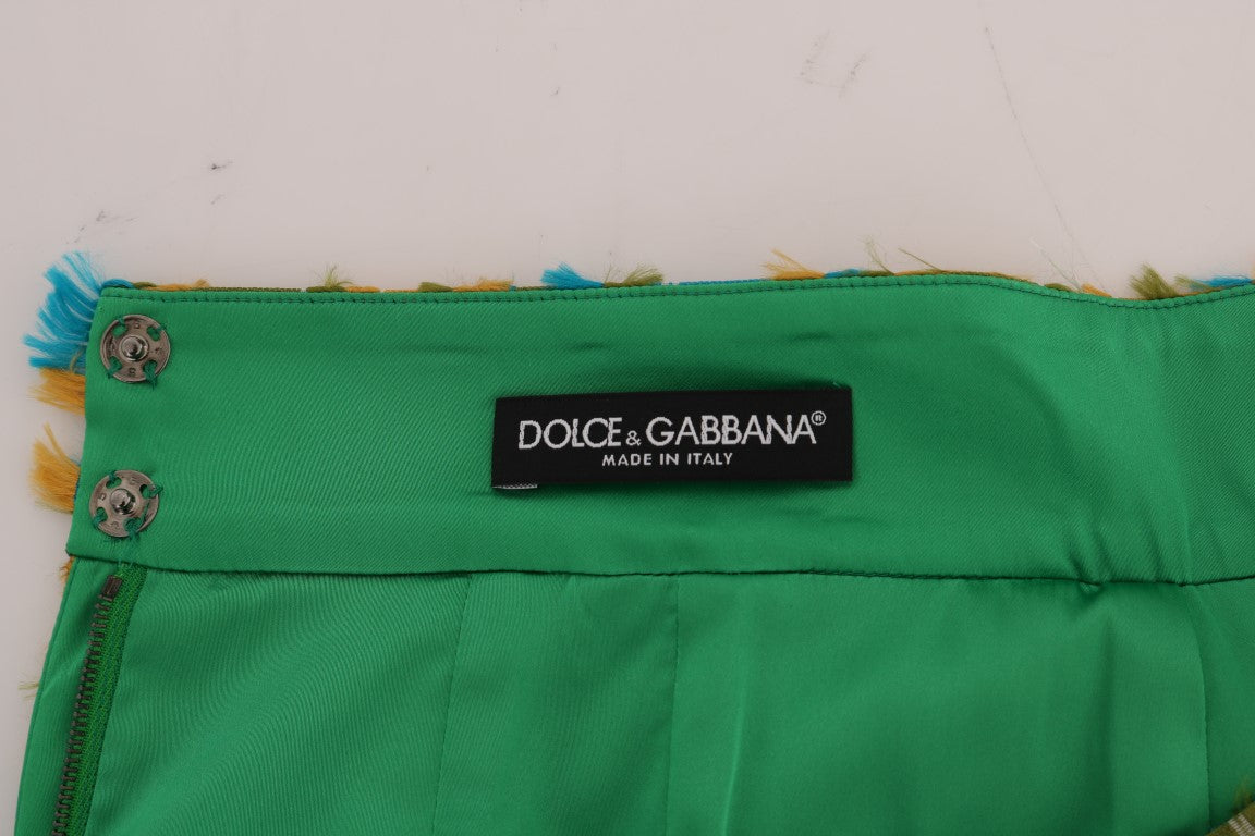 Elegant Green Jacquard High Waist Skirt - ventzia