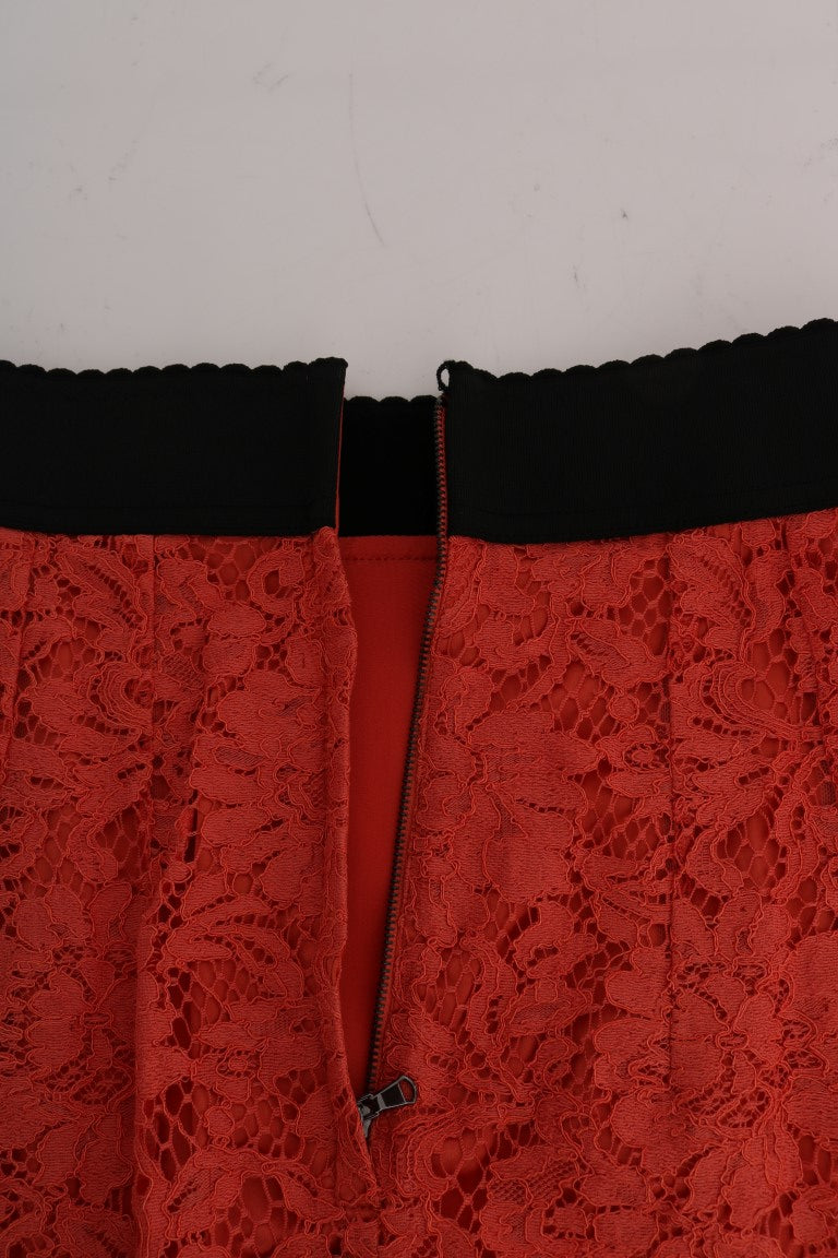 Orange Macramé Lace Pencil Skirt - ventzia