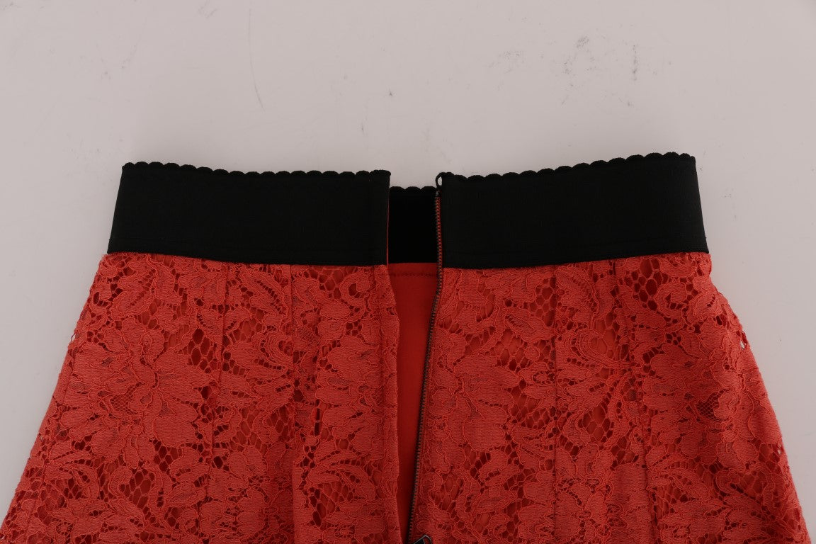 Orange Macramé Lace Pencil Skirt - ventzia