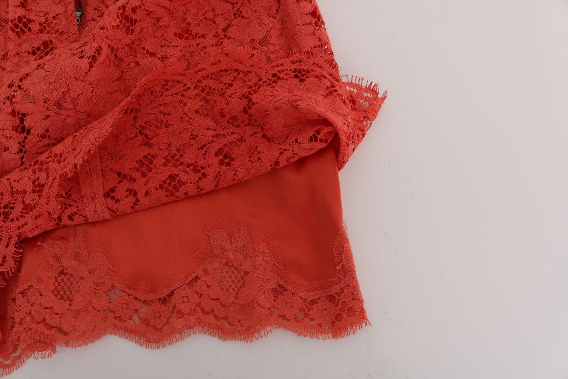Orange Macramé Lace Pencil Skirt - ventzia