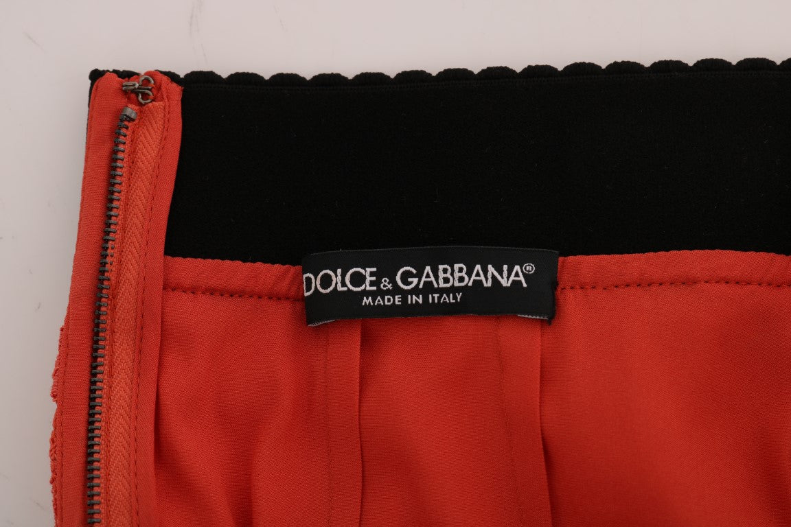 Orange Macramé Lace Pencil Skirt - ventzia