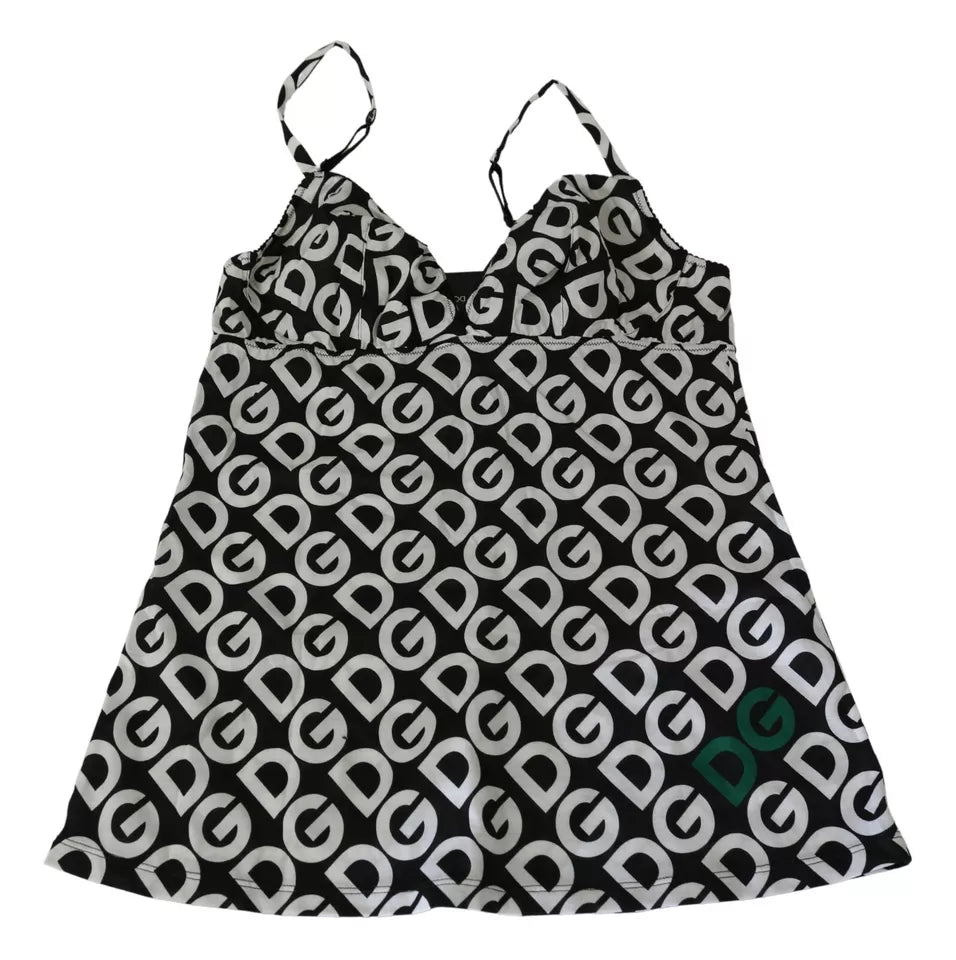 Black DG Mania Print Sleeveless Swimwear - ventzia