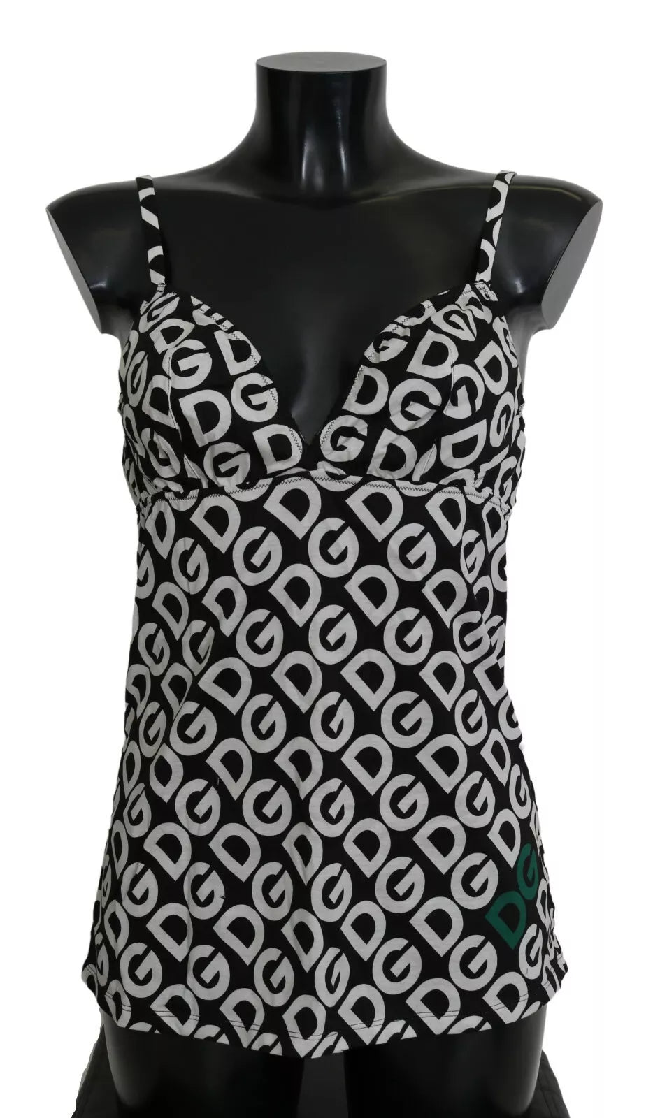 Black DG Mania Print Sleeveless Swimwear - ventzia