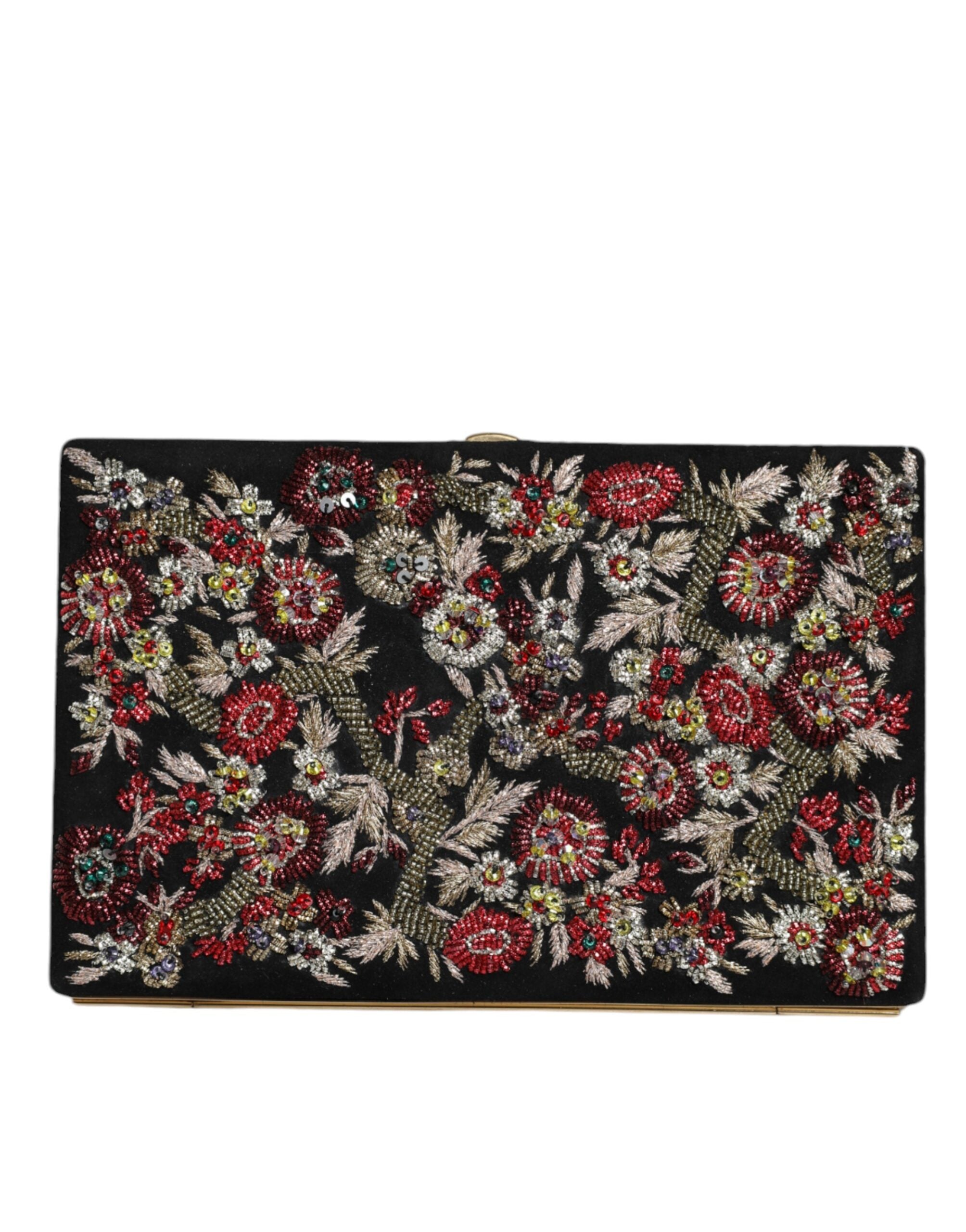 Multicolor Floral Gold Frame Clutch Evening Purse Bag - ventzia