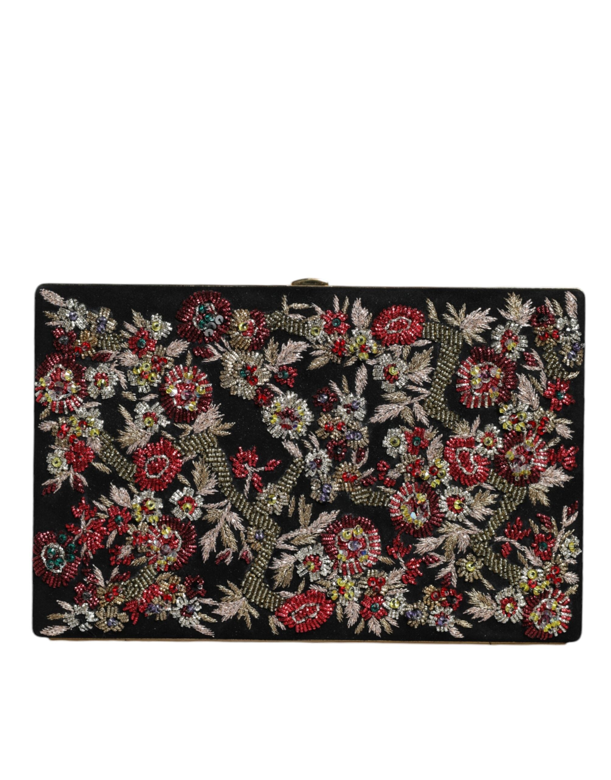 Multicolor Floral Gold Frame Clutch Evening Purse Bag - ventzia