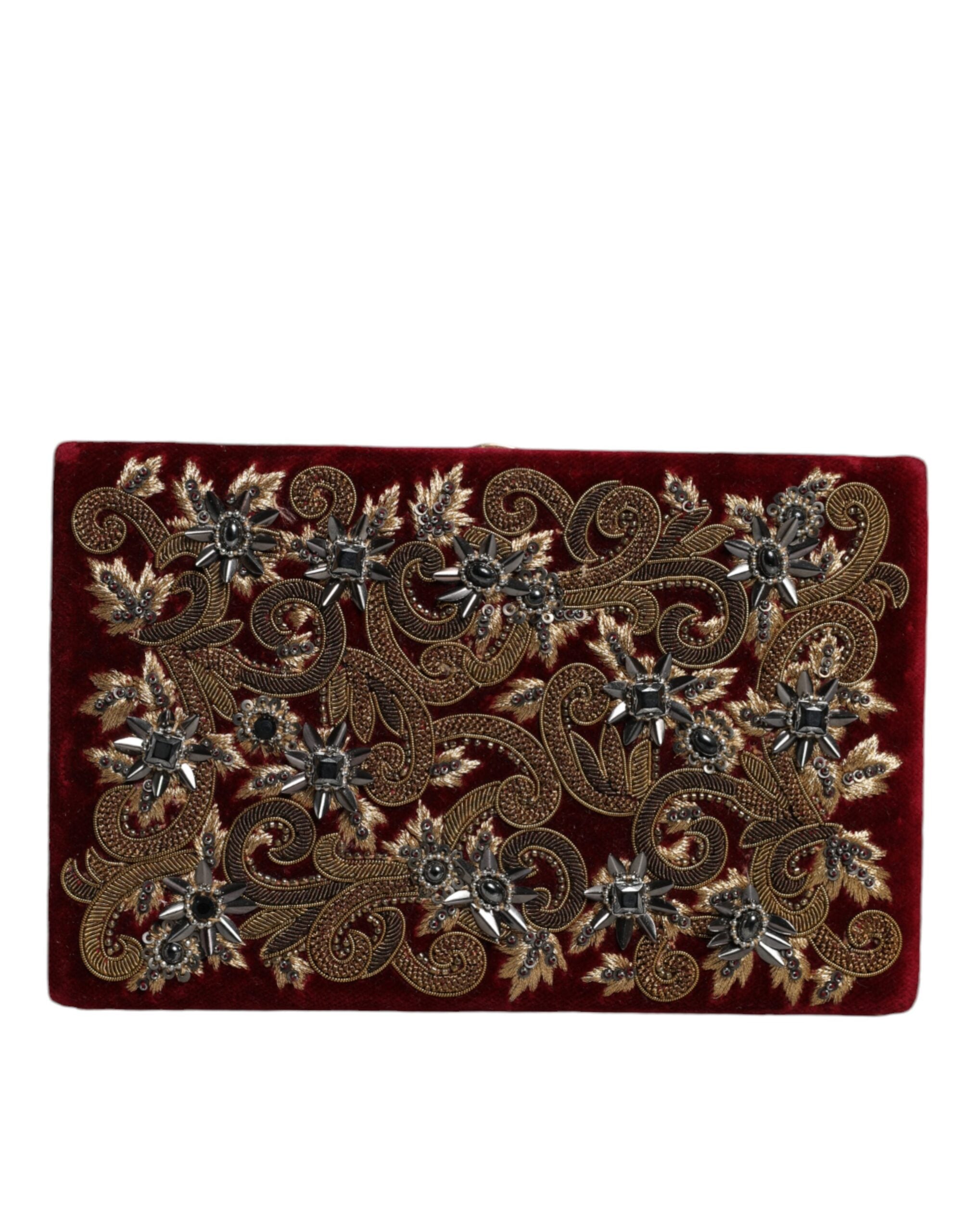 Red Velvet Gold Frame Clutch Evening Party Purse Bag - ventzia