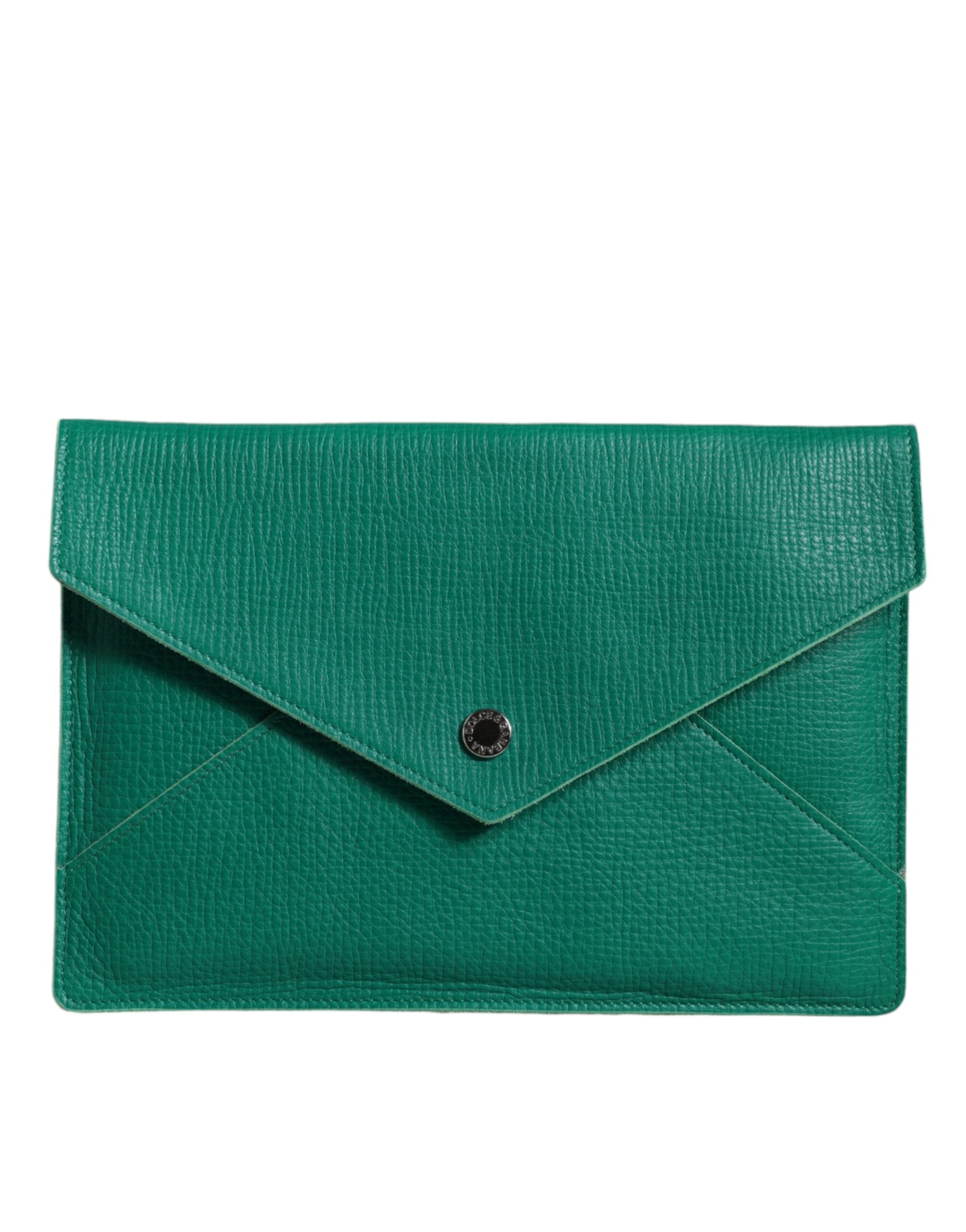 Green Leather Handbag Clutch Mini Purse Pouch Tablet Case - ventzia