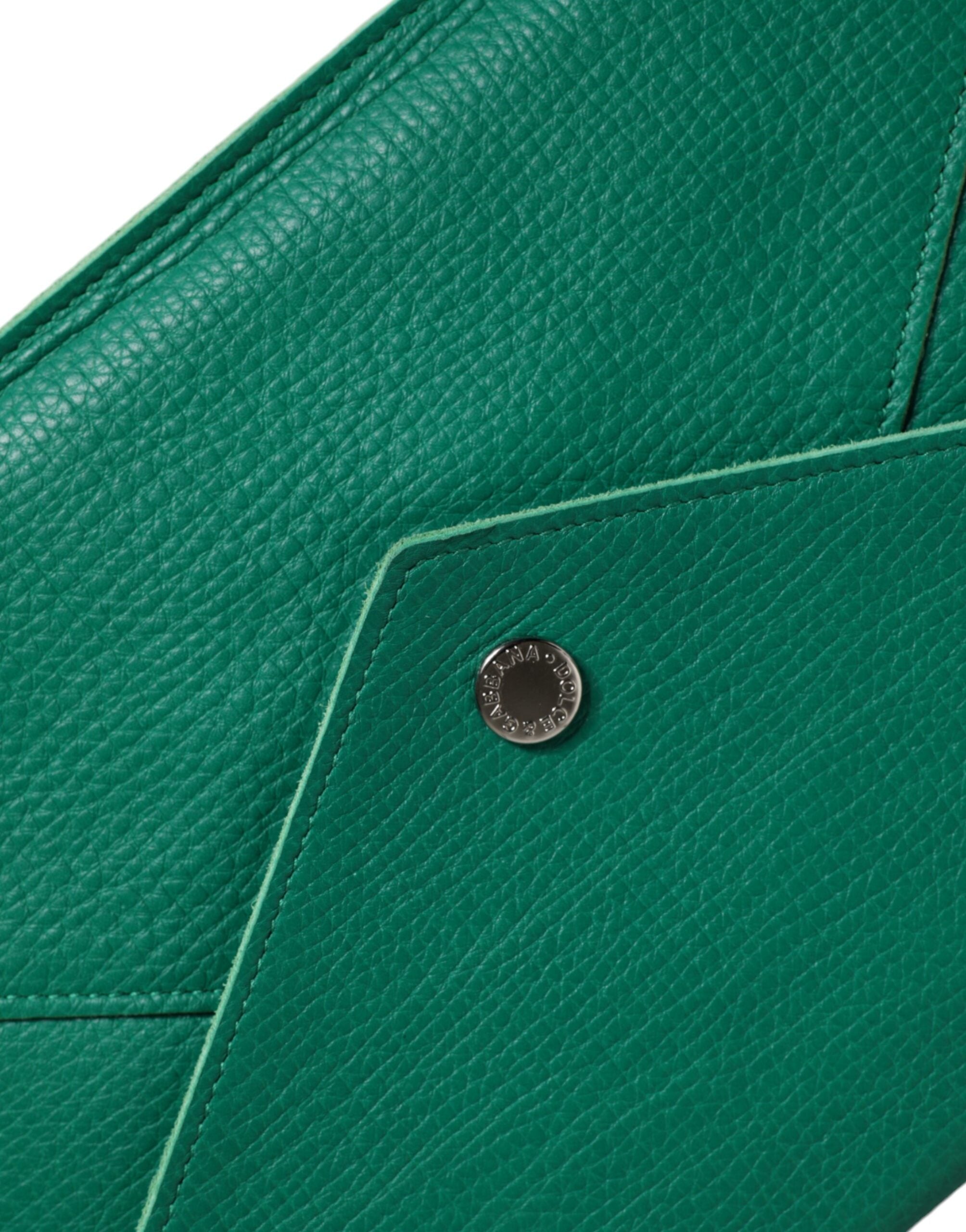 Green Leather Handbag Clutch Mini Purse Pouch Tablet Case - ventzia