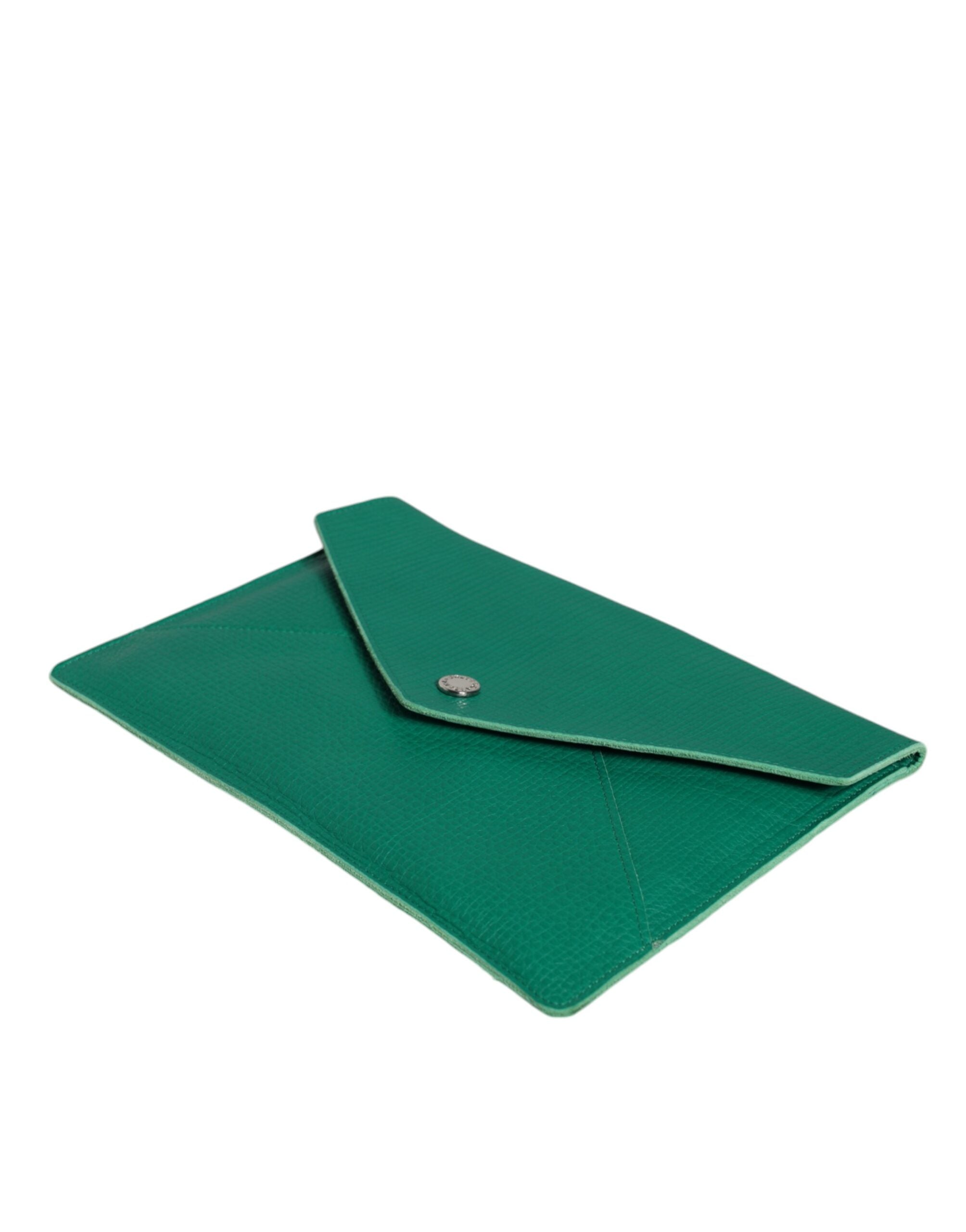 Green Leather Handbag Clutch Mini Purse Pouch Tablet Case - ventzia