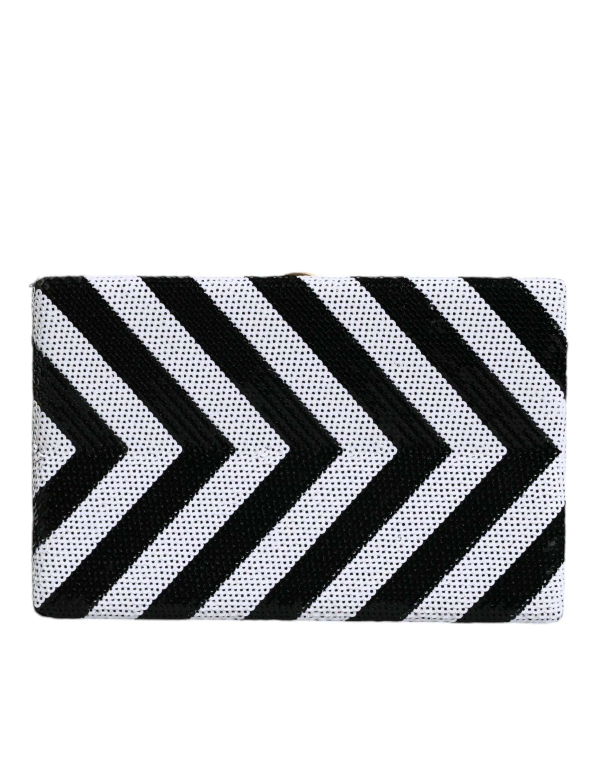 Black White Gold Frame Clutch Evening Party Purse Bag - ventzia
