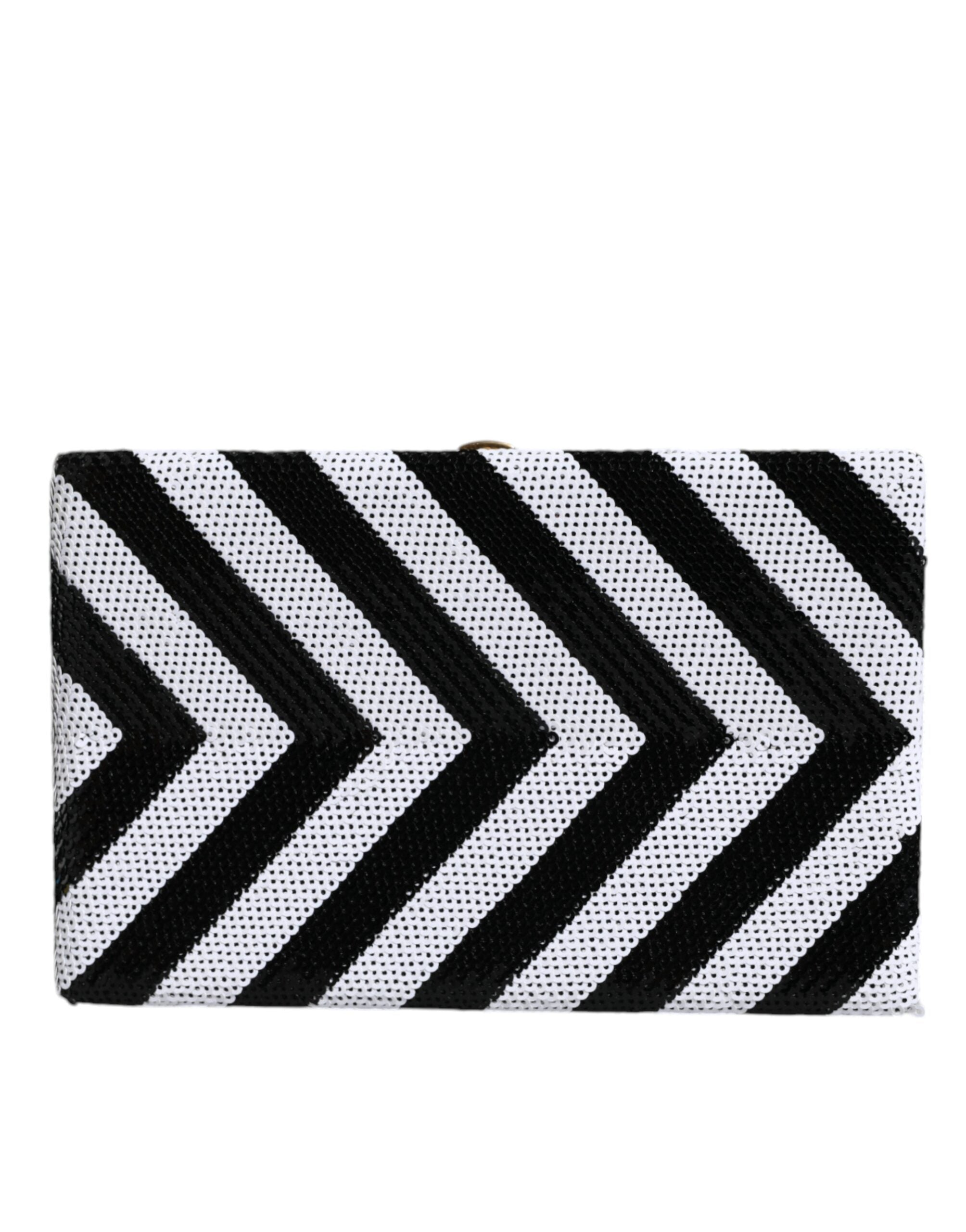 Black White Gold Frame Clutch Evening Party Purse Bag - ventzia