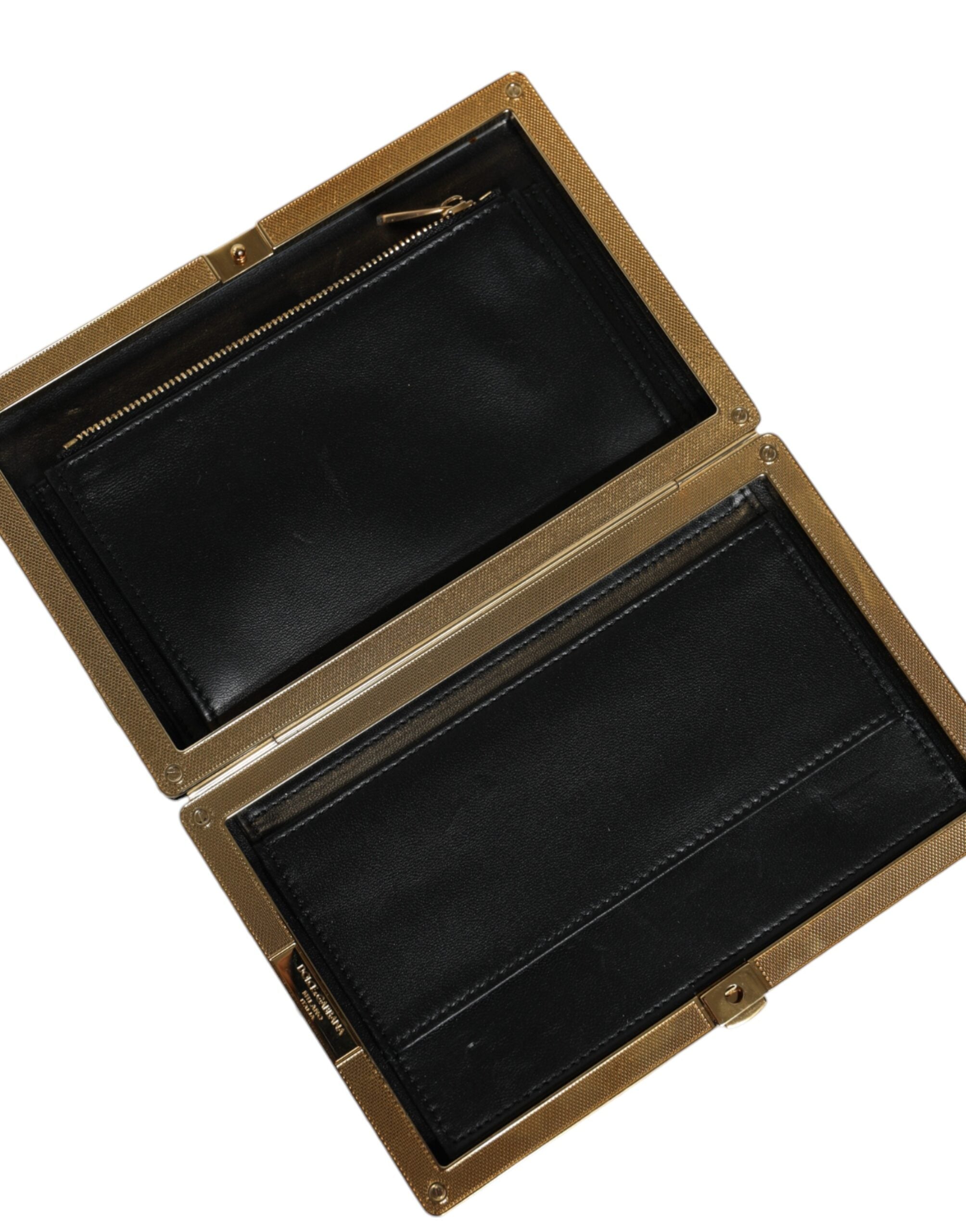 Black White Gold Frame Clutch Evening Party Purse Bag - ventzia