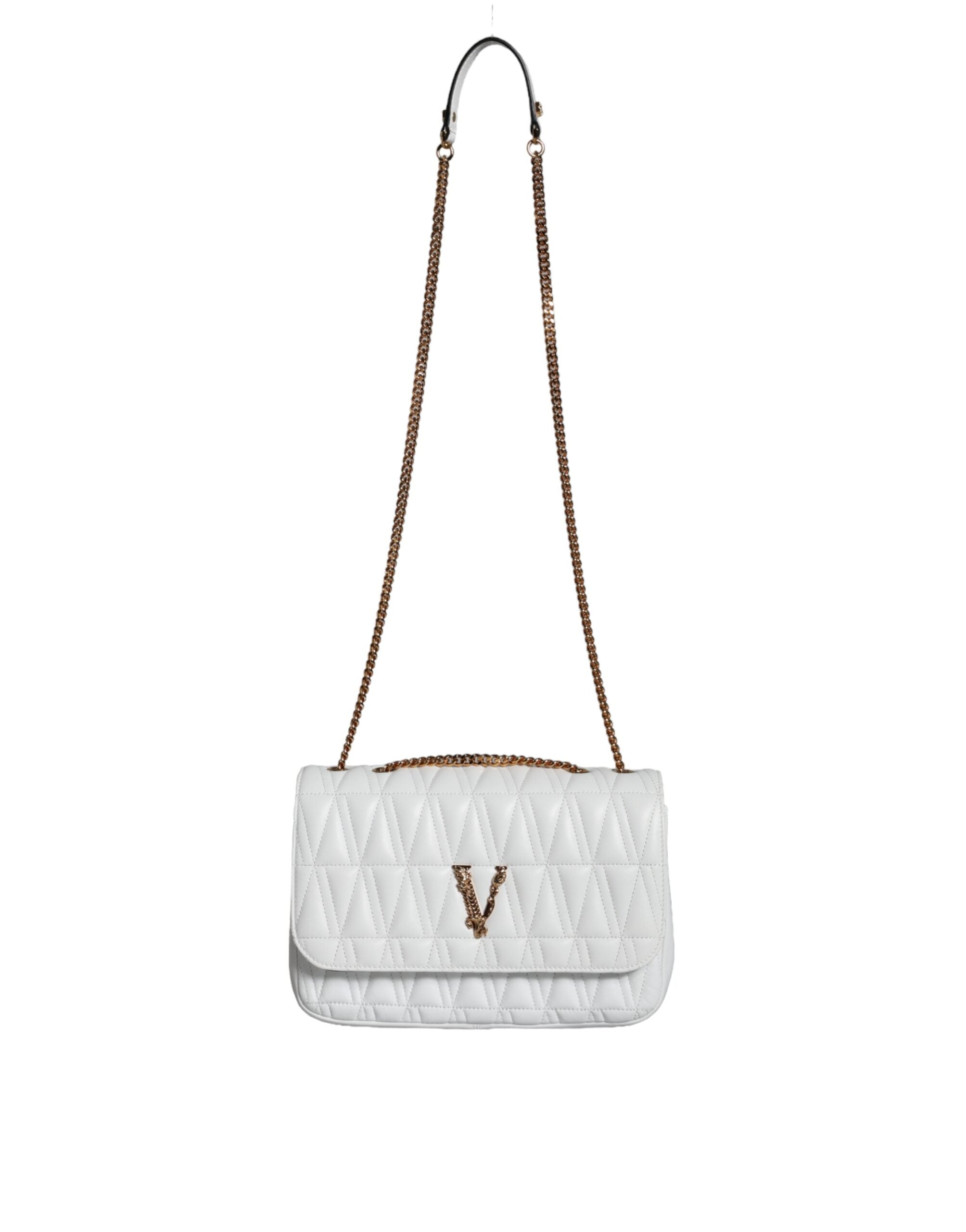 White Mini Nappa Leather Crossbody Shoulder Bag - ventzia