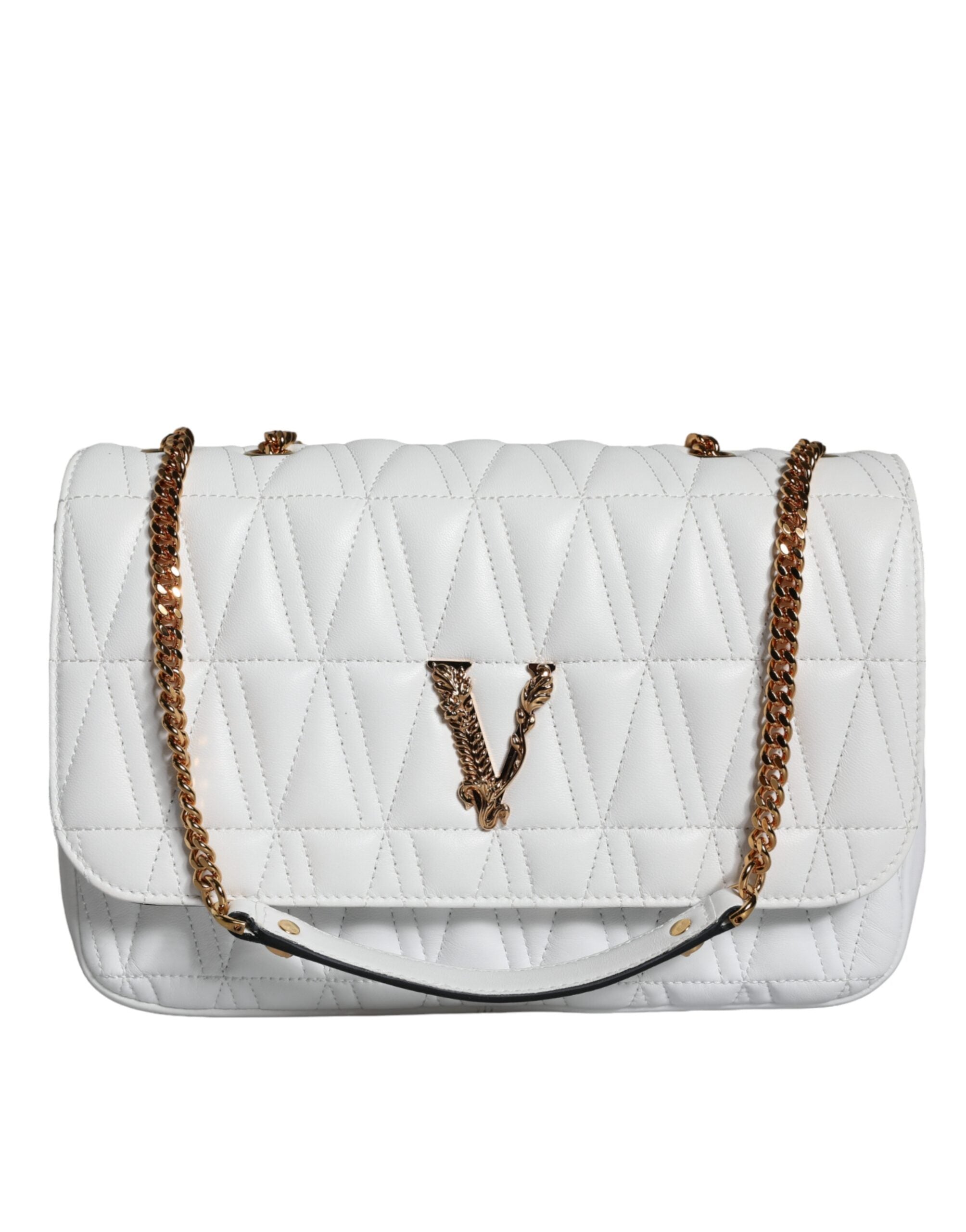 White Mini Nappa Leather Crossbody Shoulder Bag - ventzia