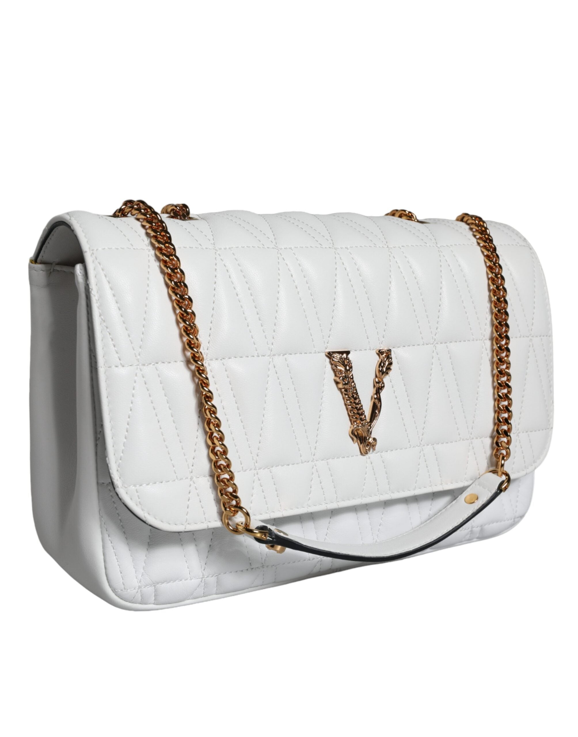 White Mini Nappa Leather Crossbody Shoulder Bag - ventzia