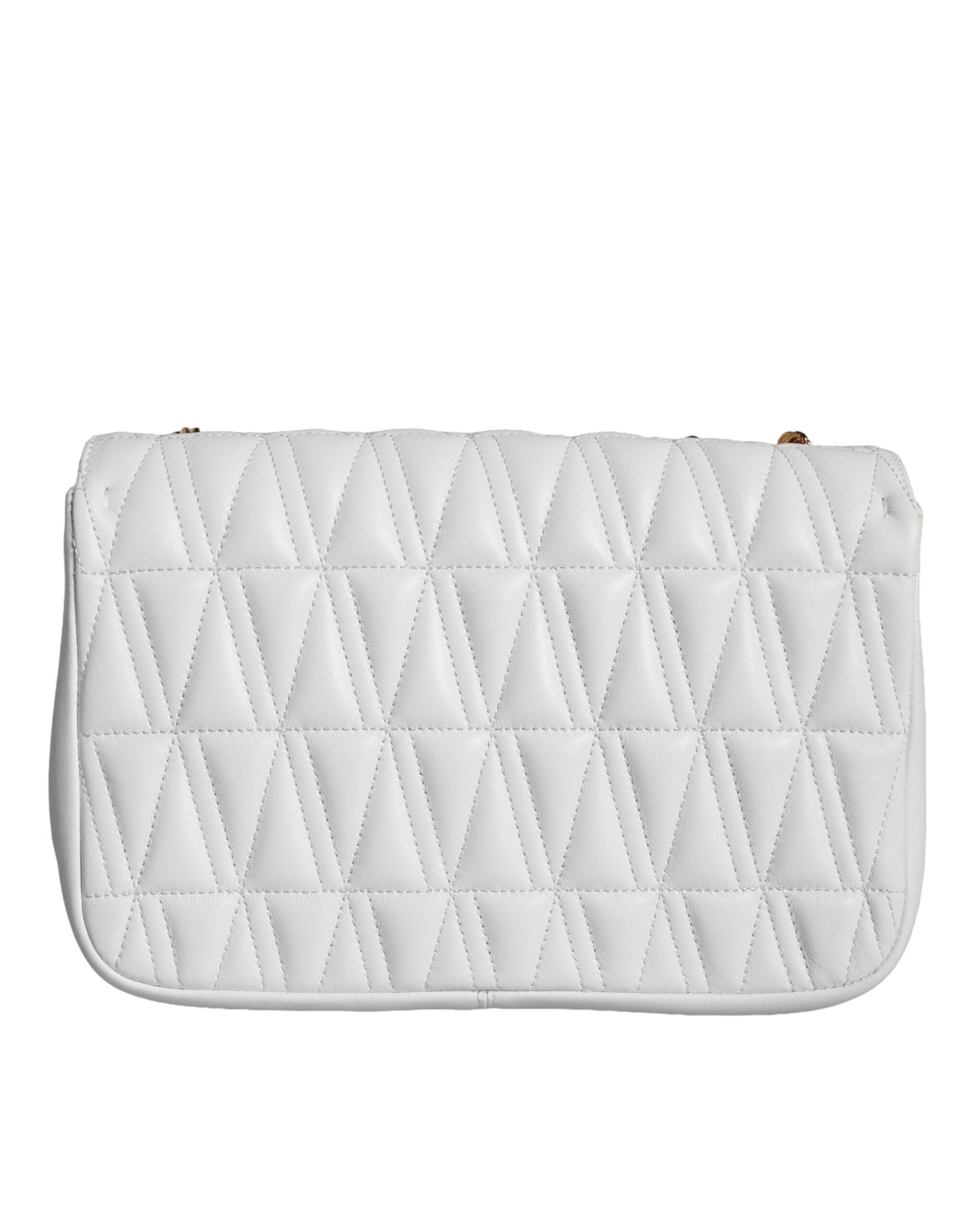 White Mini Nappa Leather Crossbody Shoulder Bag - ventzia