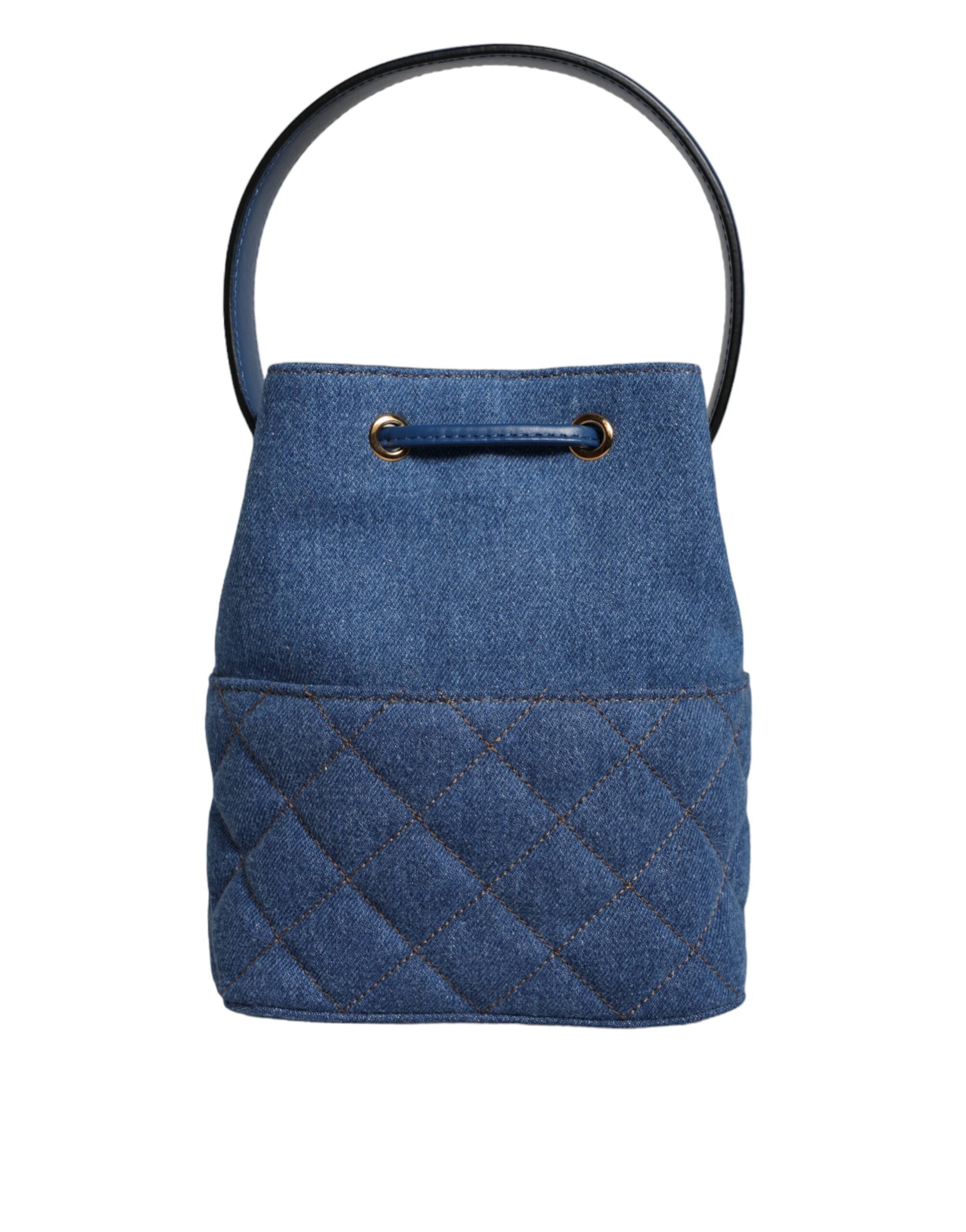Blue Quilted Denim Leather Crossbody Shoulder Bag - ventzia