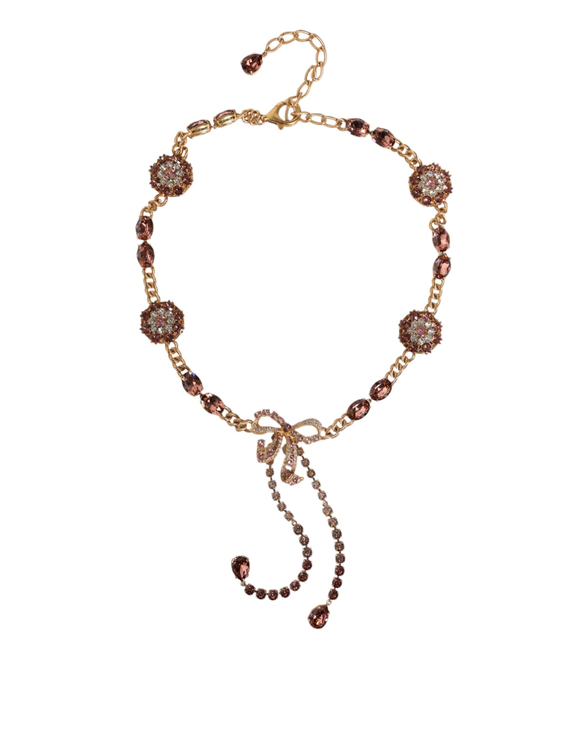 Gold Tone Brass Crystal Embellished Waist Chain Belt - ventzia