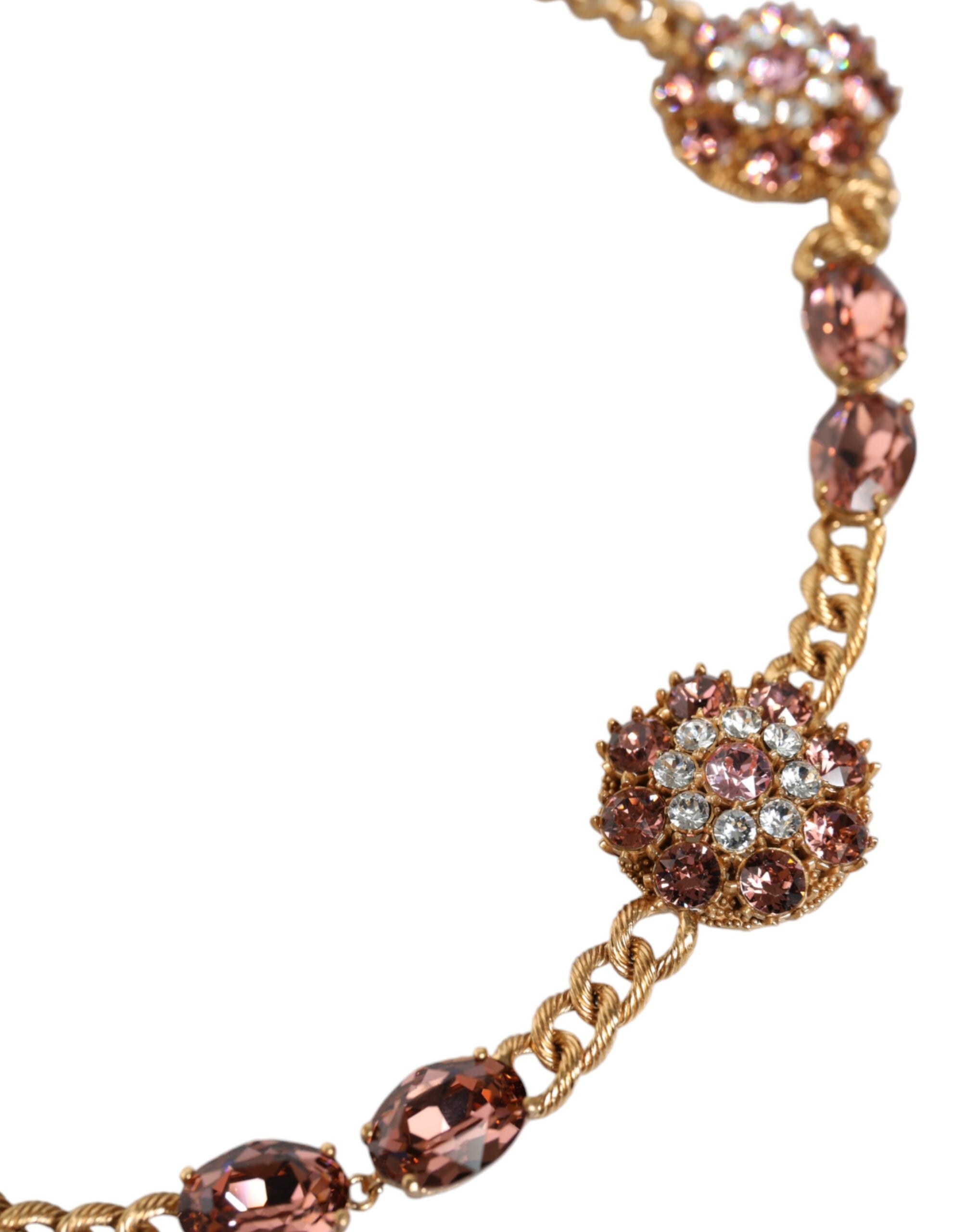 Gold Tone Brass Crystal Embellished Waist Chain Belt - ventzia