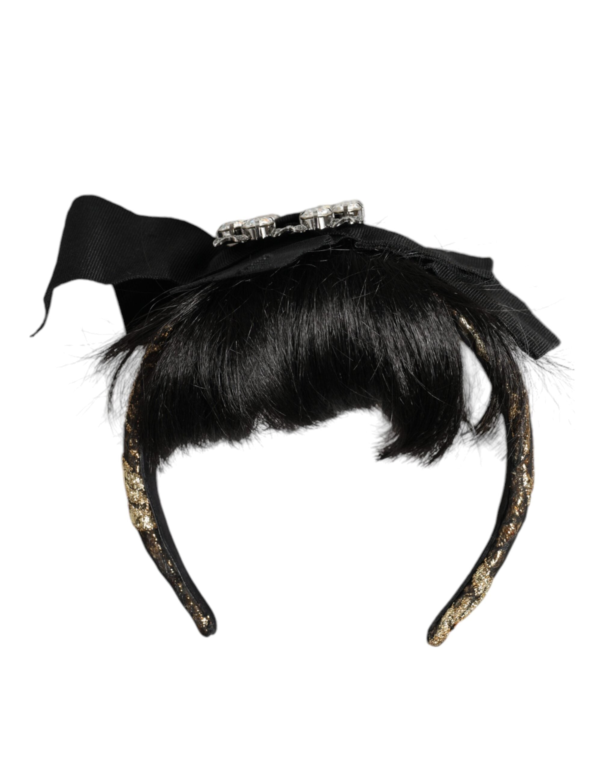 Black Hair Parrucchiera Crystal Headband Diadem - ventzia