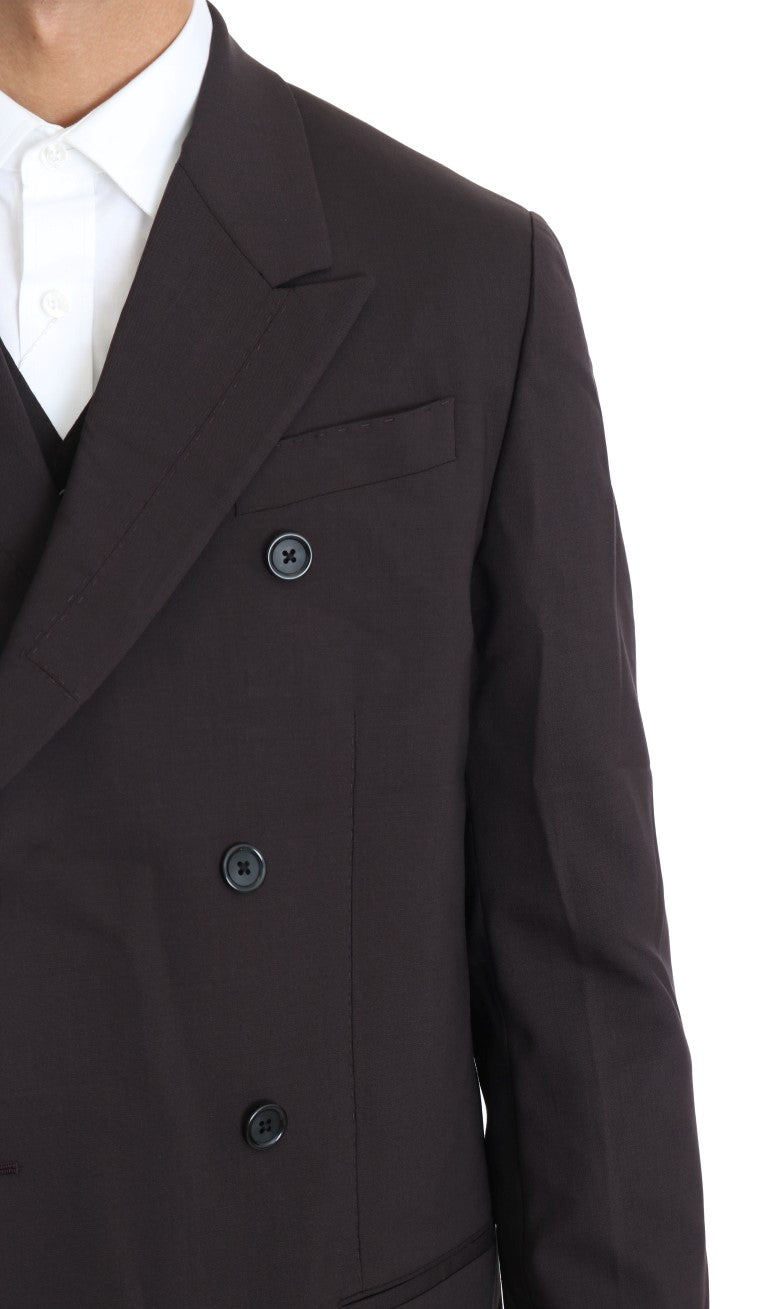 Elegant Bordeaux Double Breasted Suit - ventzia