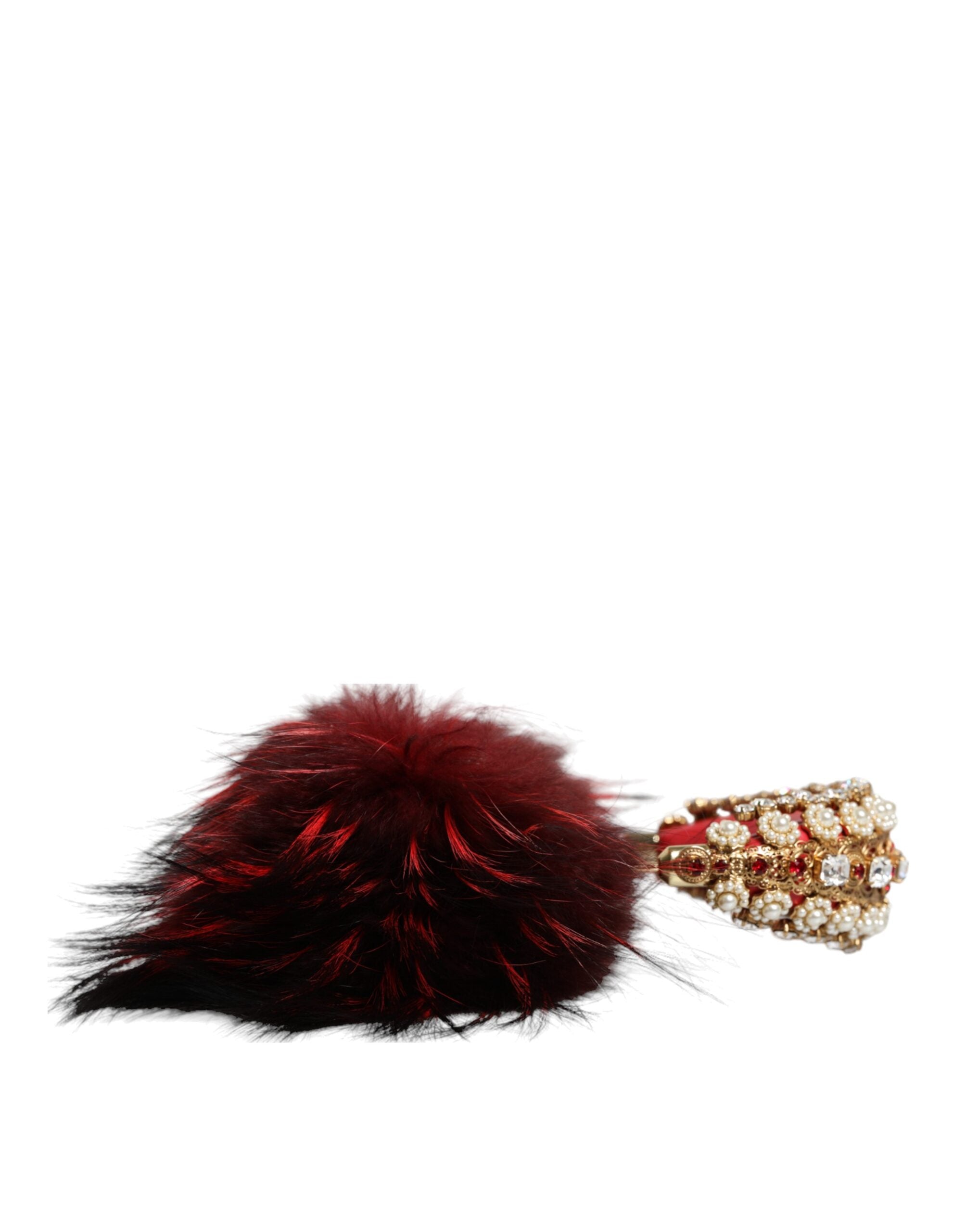 Red Gold Crystal Fur Headset Audio AUX Headphones - ventzia