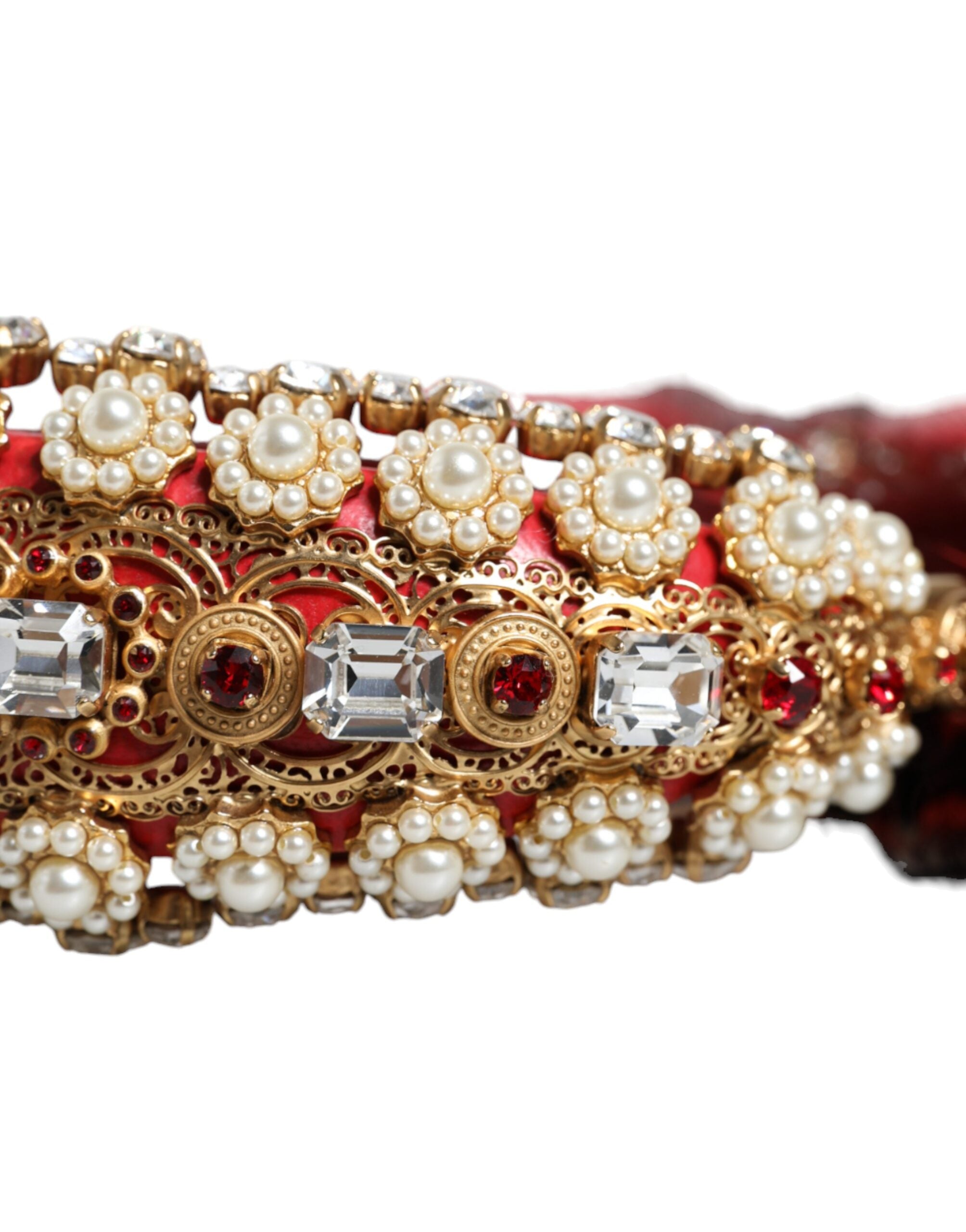 Red Gold Crystal Fur Headset Audio AUX Headphones - ventzia