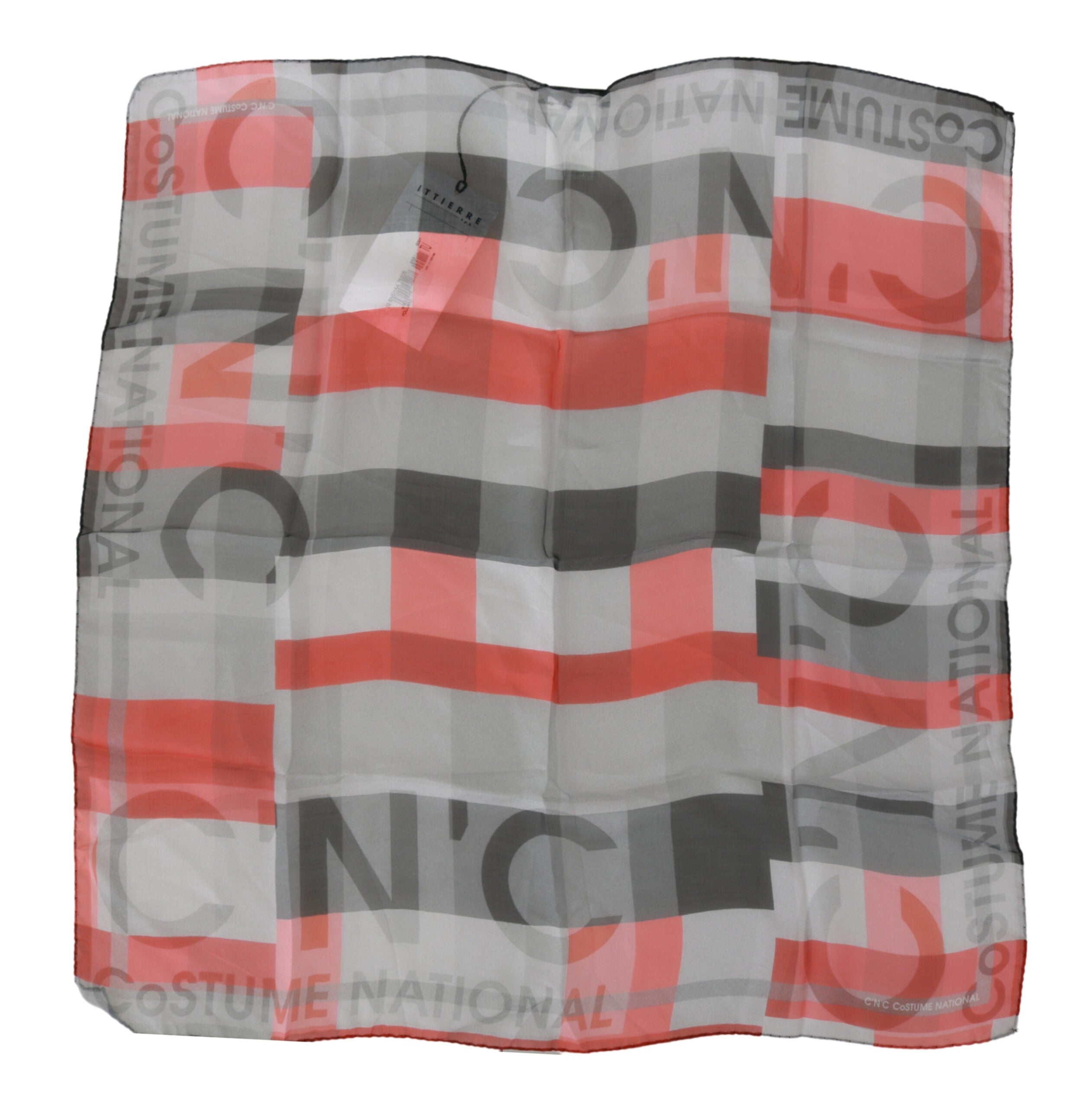 Gray Red 100% Silk Branded Scarf - ventzia