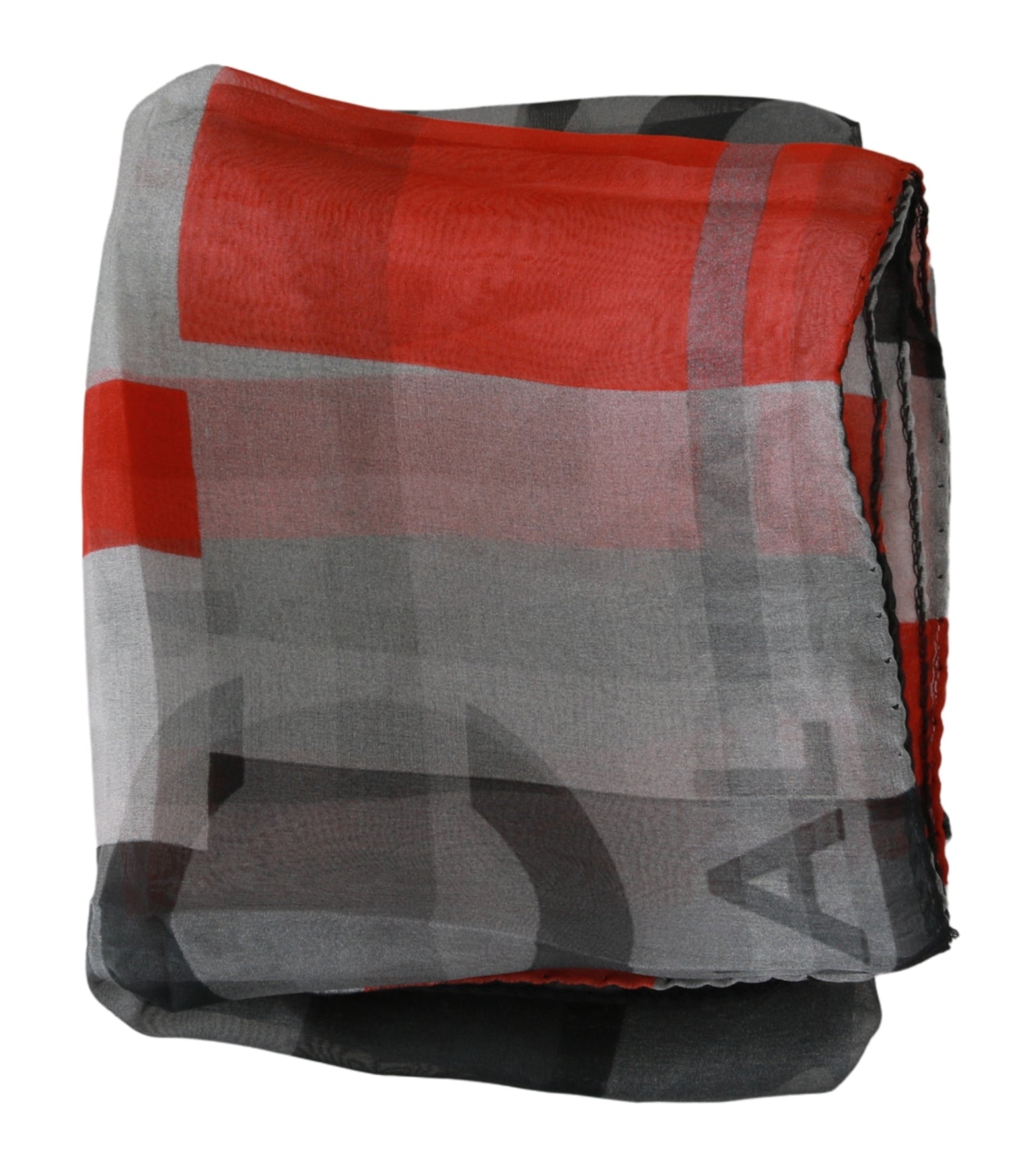 Gray Red 100% Silk Branded Scarf - ventzia
