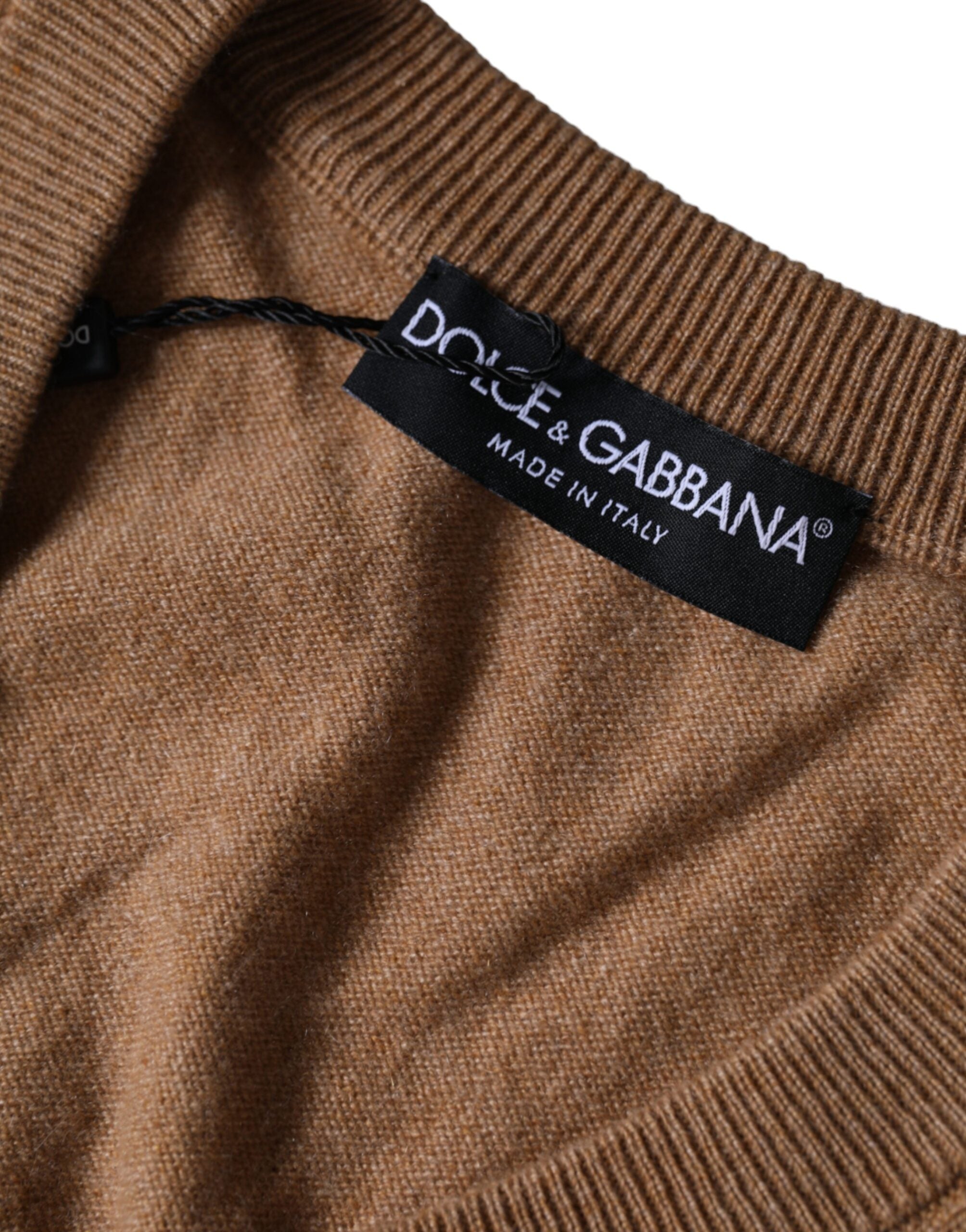 Brown Cashmere Knit V-neck Pullover Sweater - ventzia