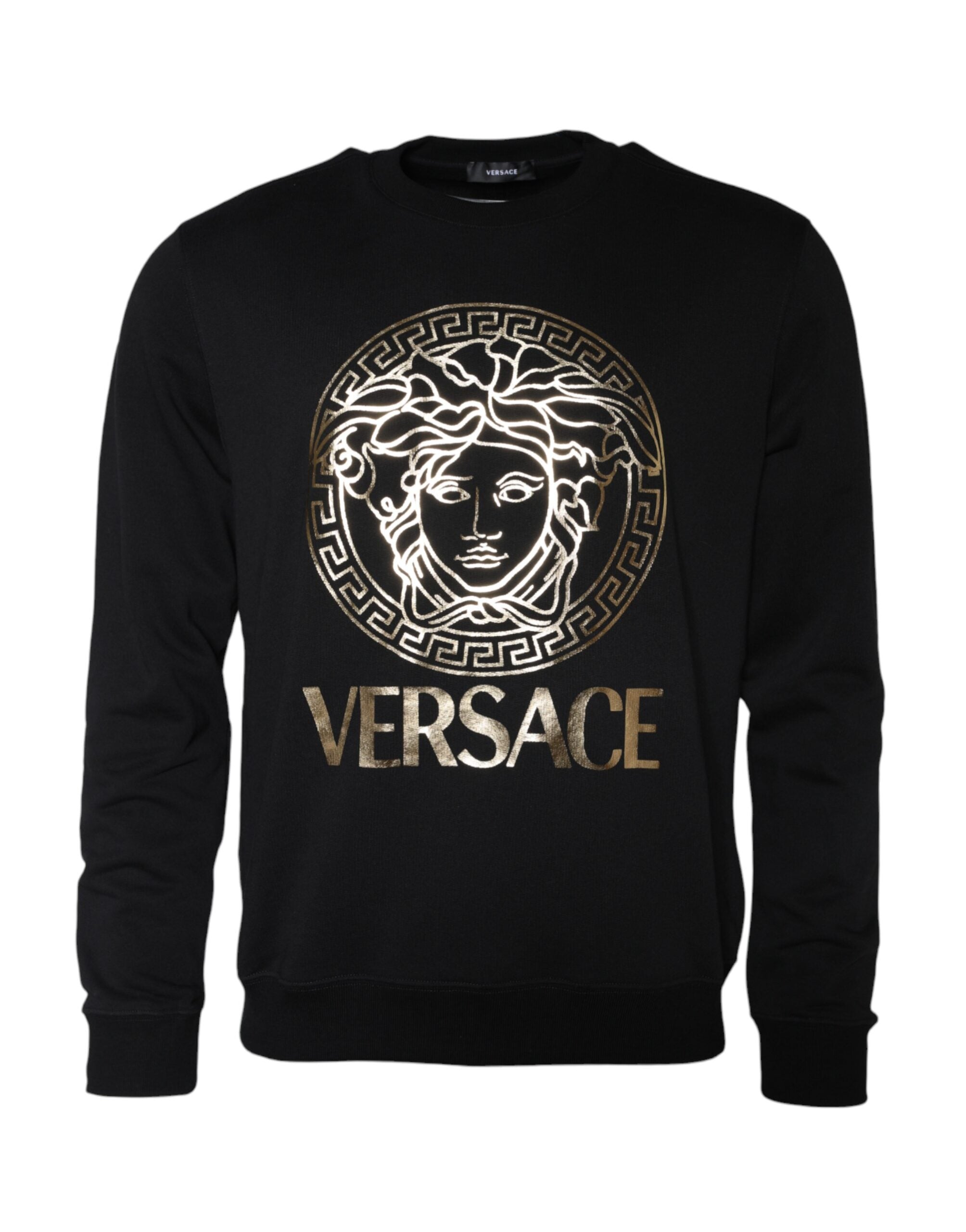 Black Medusa Fleece Cotton Crew Neck Sweatshirt Sweater - ventzia