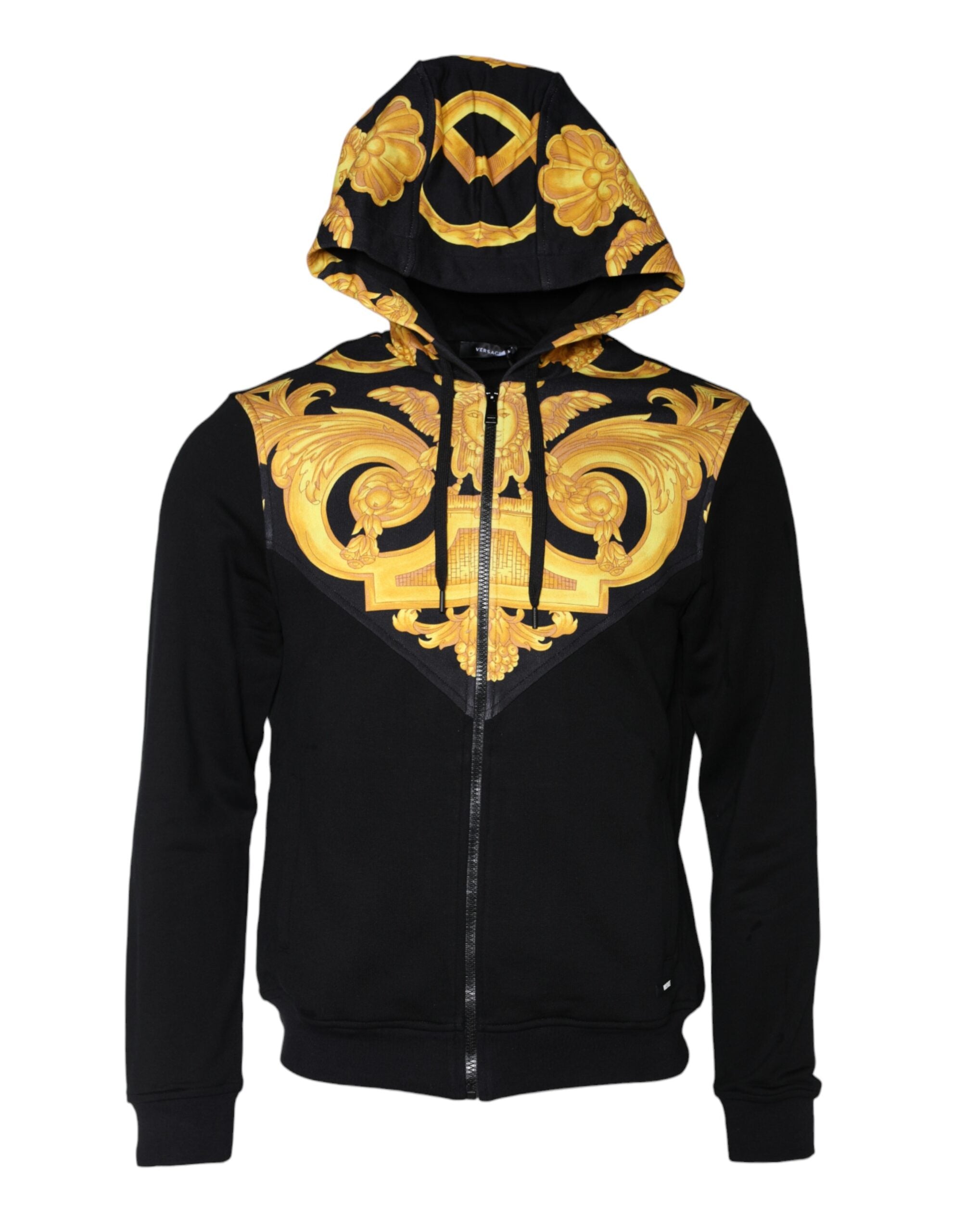 Black Medusa Print Cotton Full Zip HoodieSweatshirt Sweater - ventzia