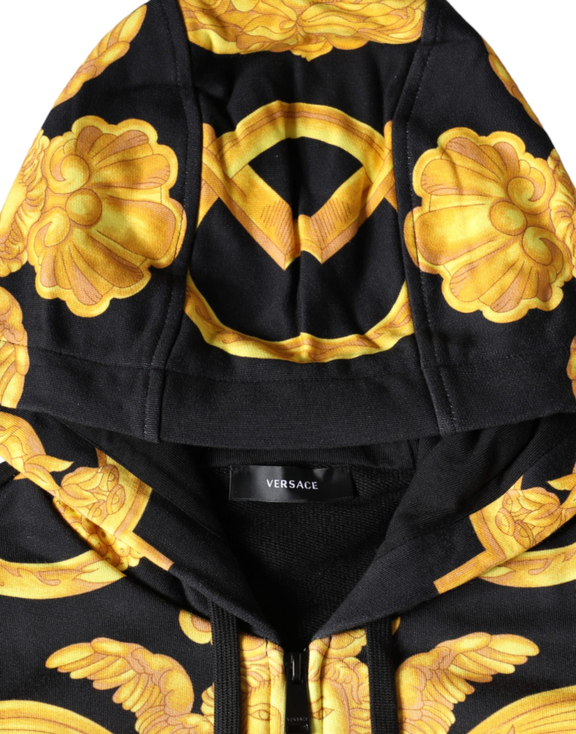 Black Medusa Print Cotton Full Zip HoodieSweatshirt Sweater - ventzia