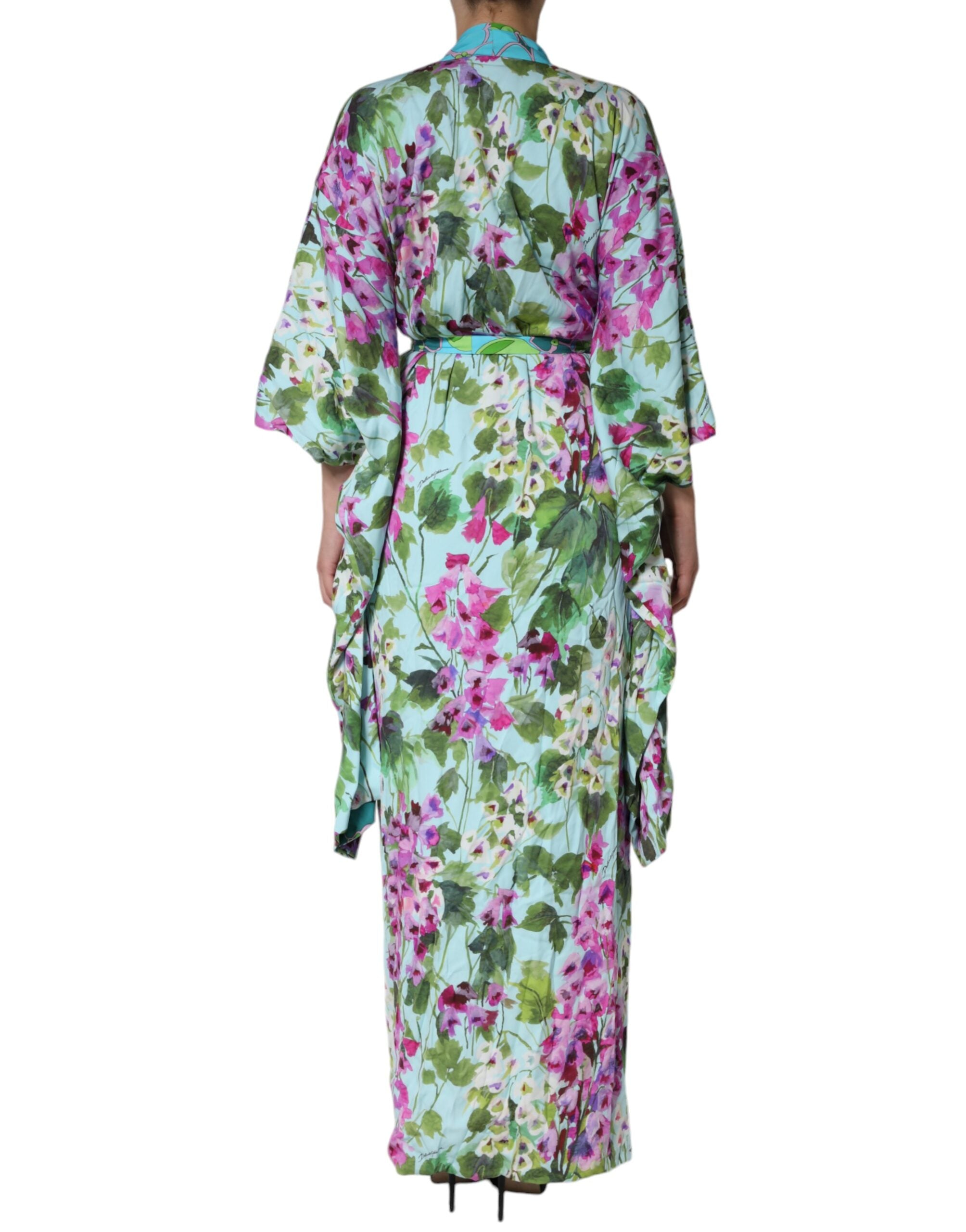 Multicolor Floral Silk Stretch Wrap Dress - ventzia