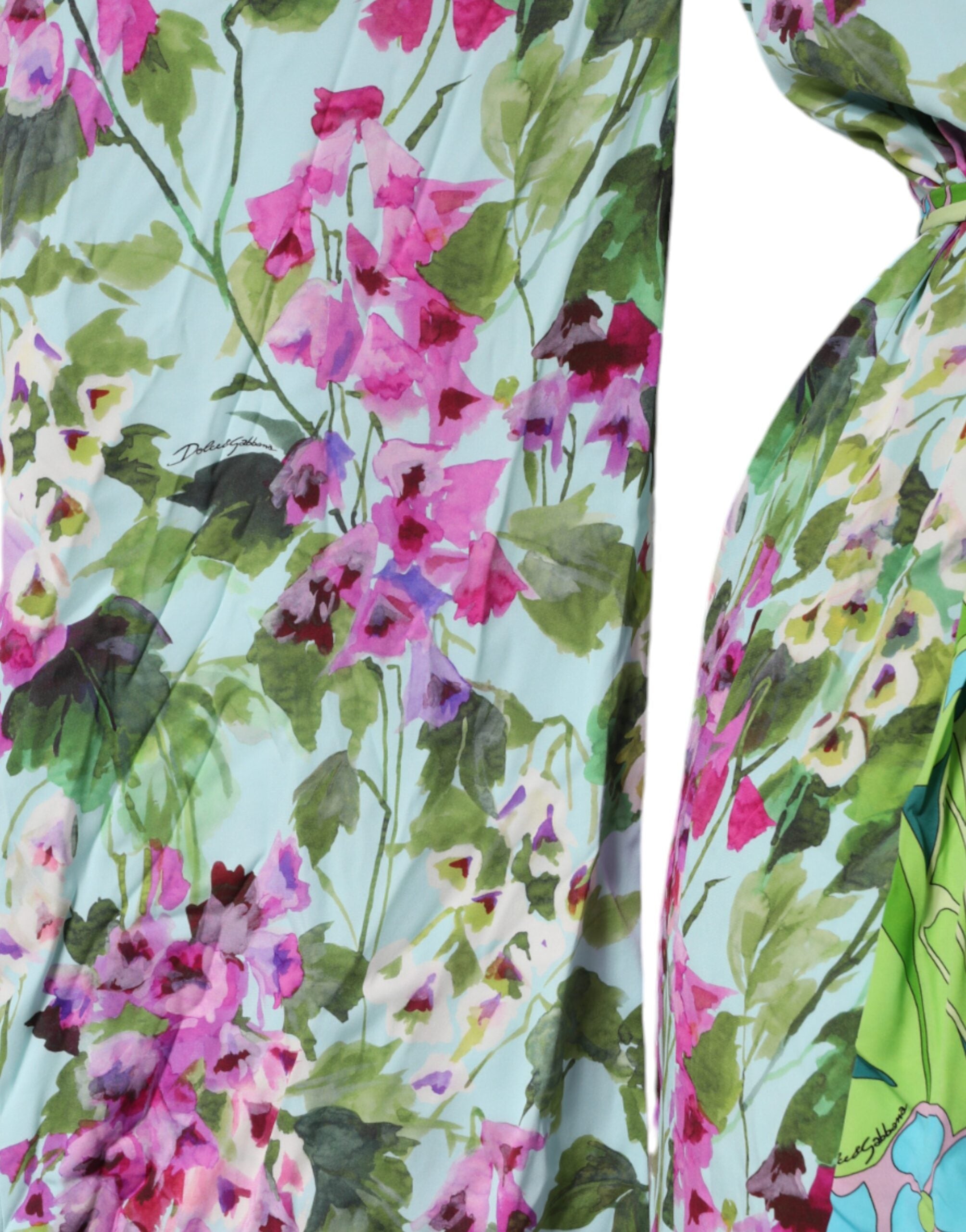 Multicolor Floral Silk Stretch Wrap Dress - ventzia