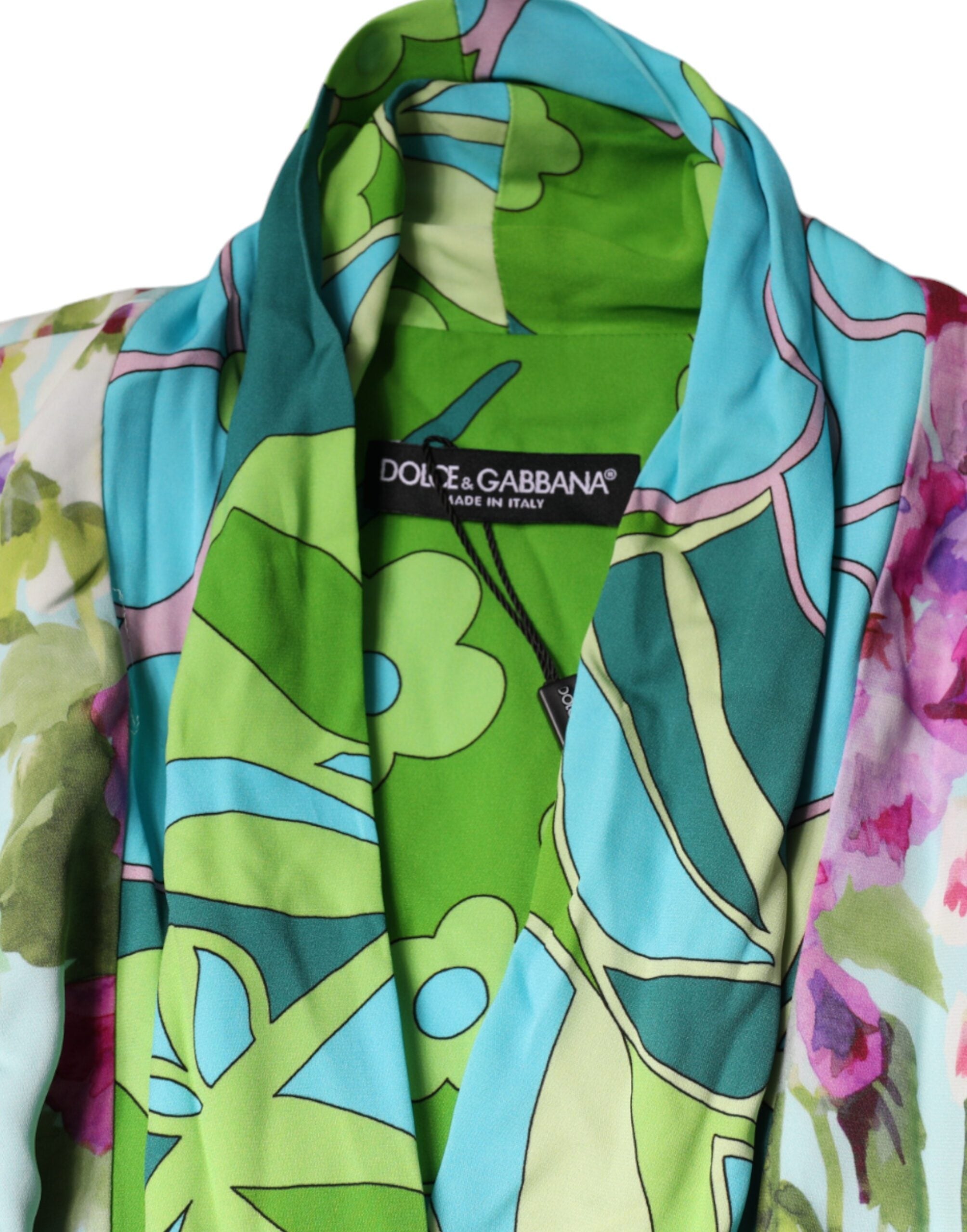 Multicolor Floral Silk Stretch Wrap Dress - ventzia