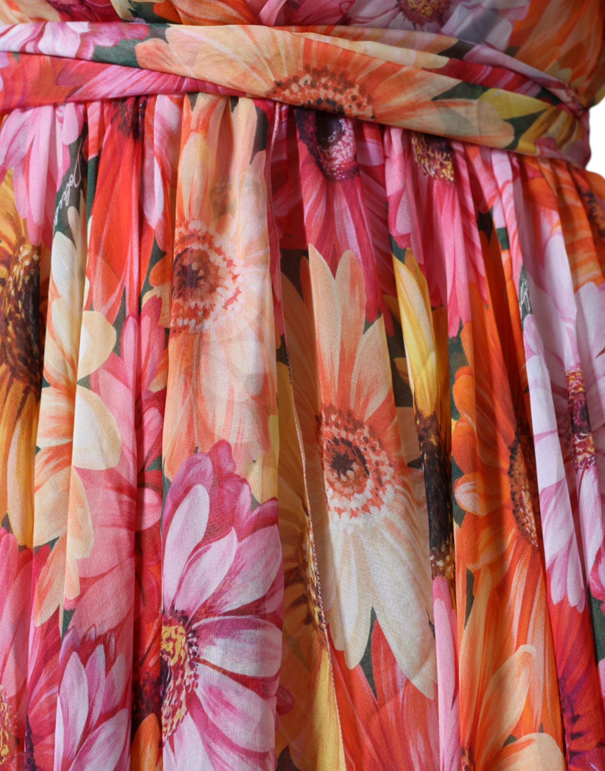 Multicolor Floral Sleeveless V-neck Midi Dress - ventzia