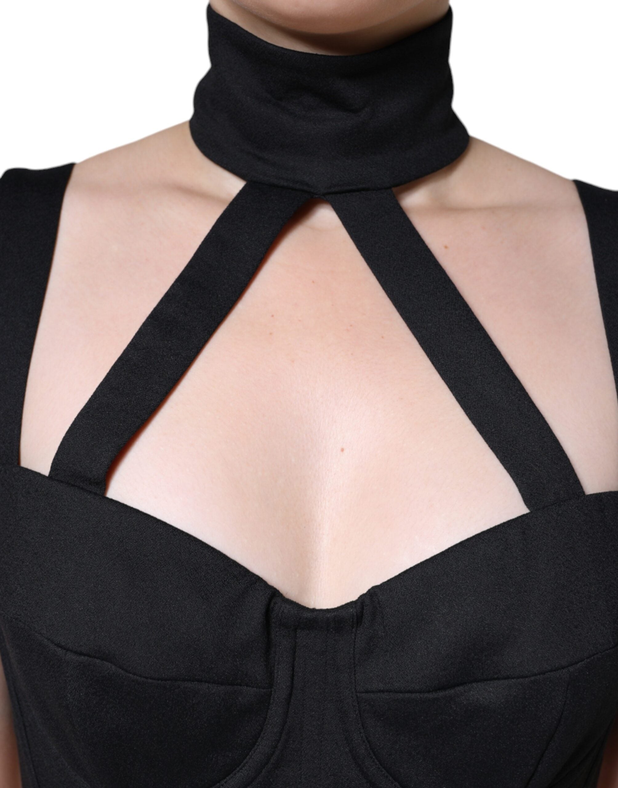 Black Cut Out Sleeveless Bodycon Mini Dress - ventzia