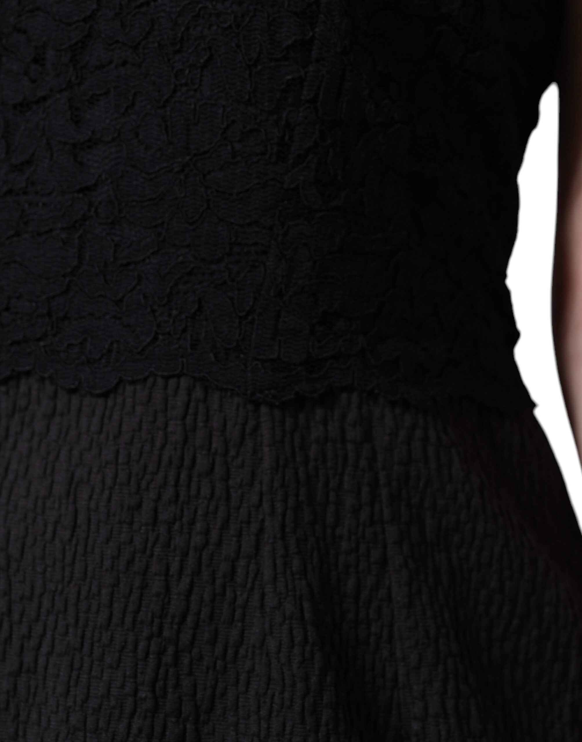 Black Cotton Sheath Knee Length Dress - ventzia