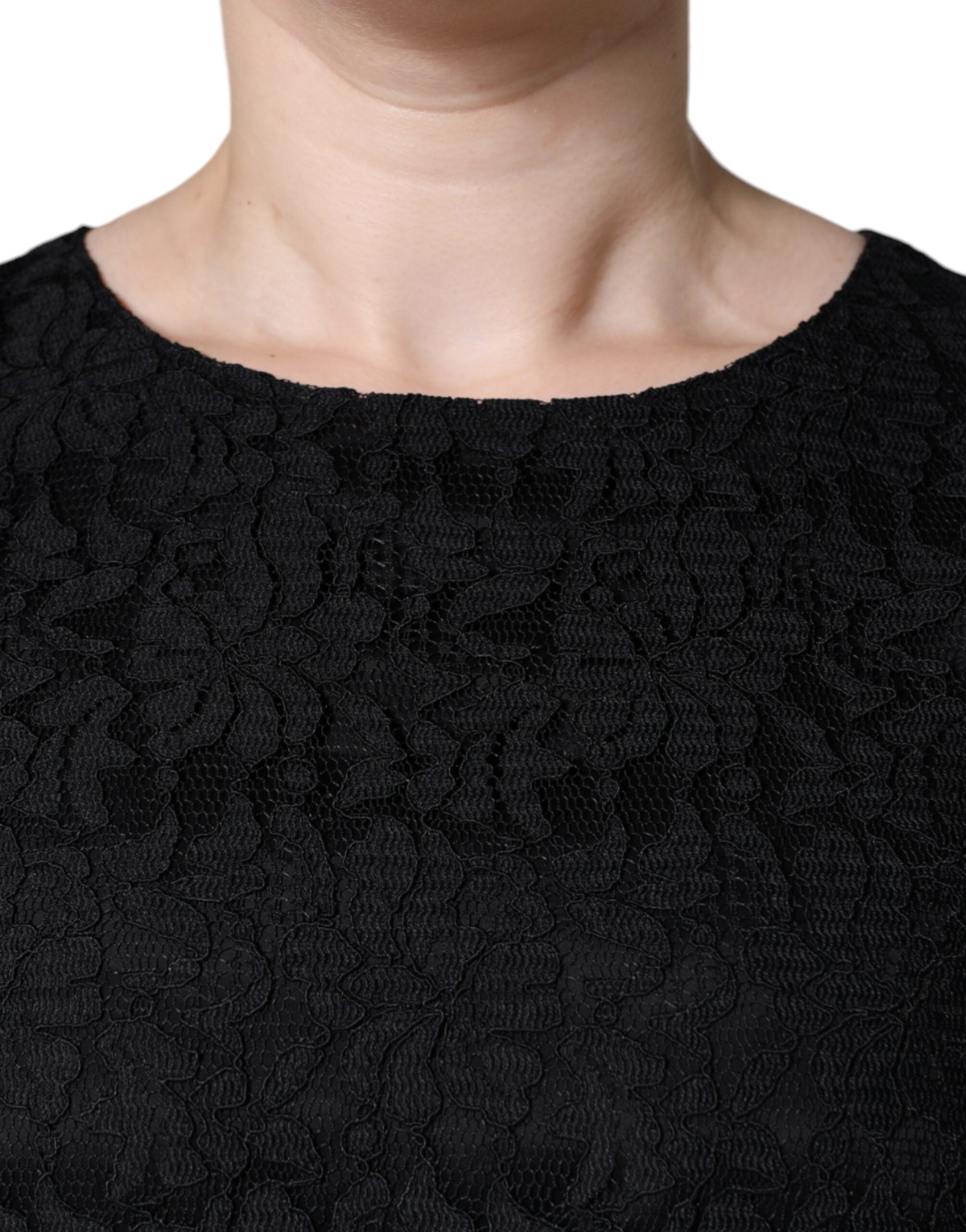 Black Floral Lace Sheath Sleeveless Mini Dress - ventzia