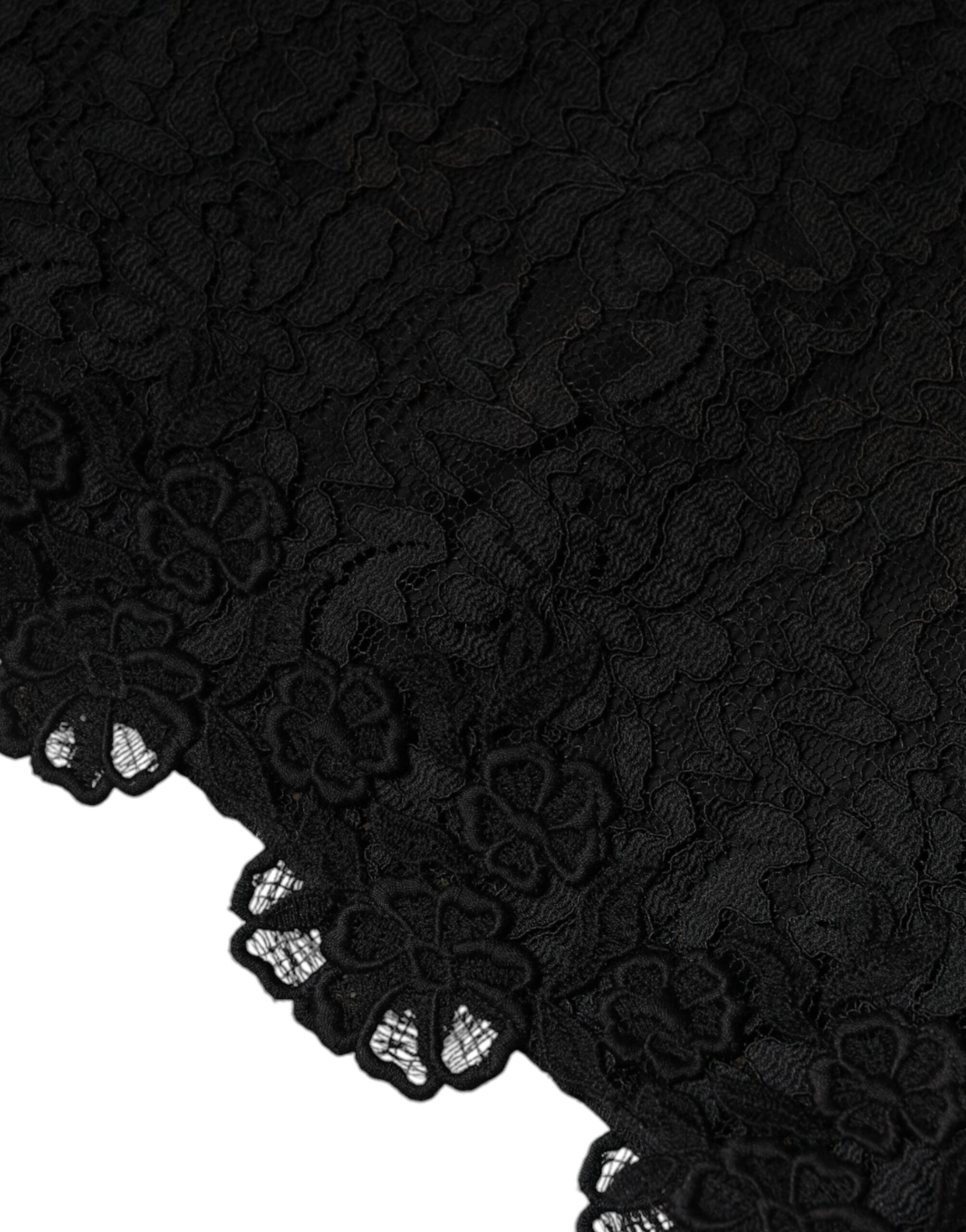 Black Floral Lace Sheath Sleeveless Mini Dress - ventzia