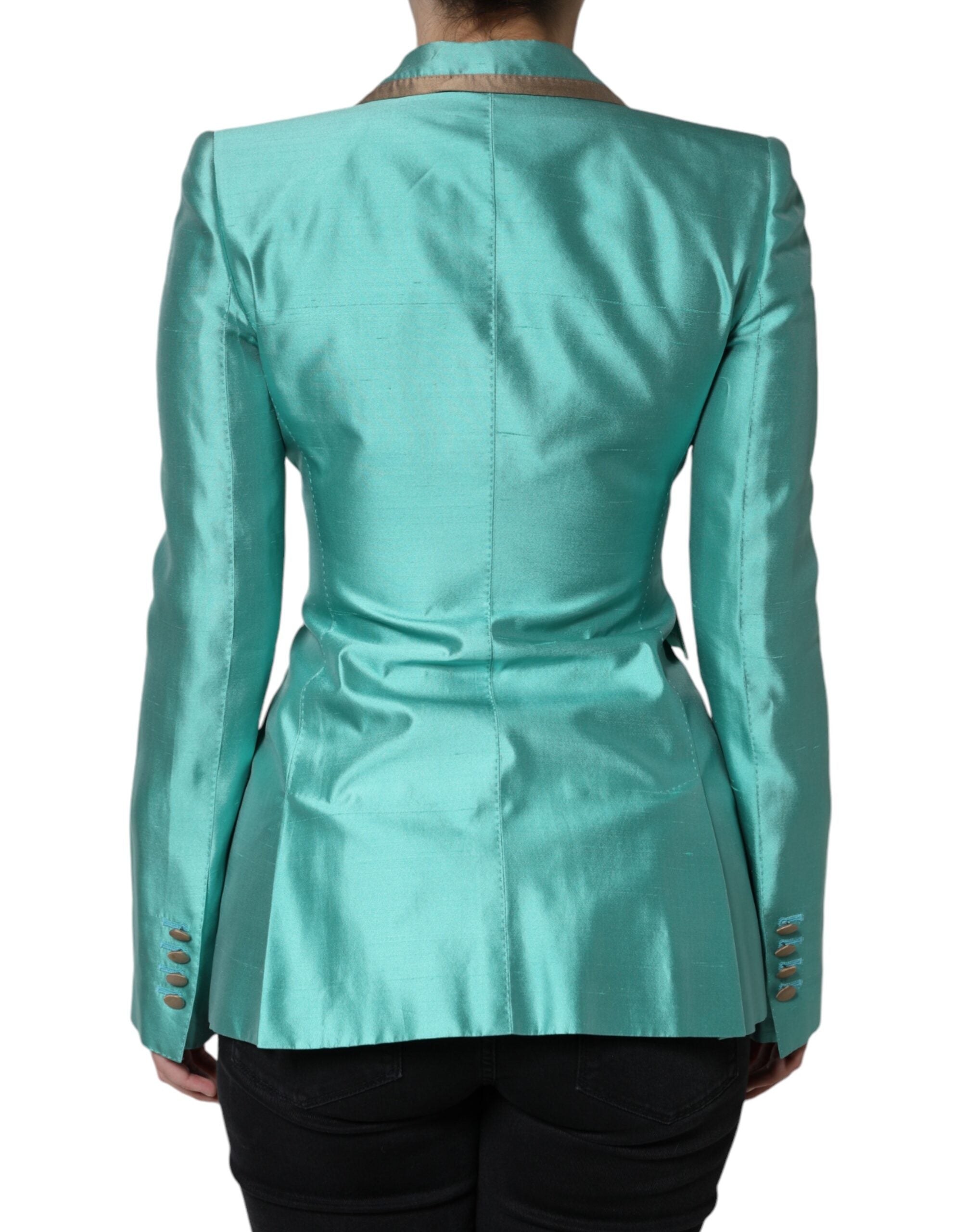 Metallic Green Single Breasted Blazer Jacket - ventzia