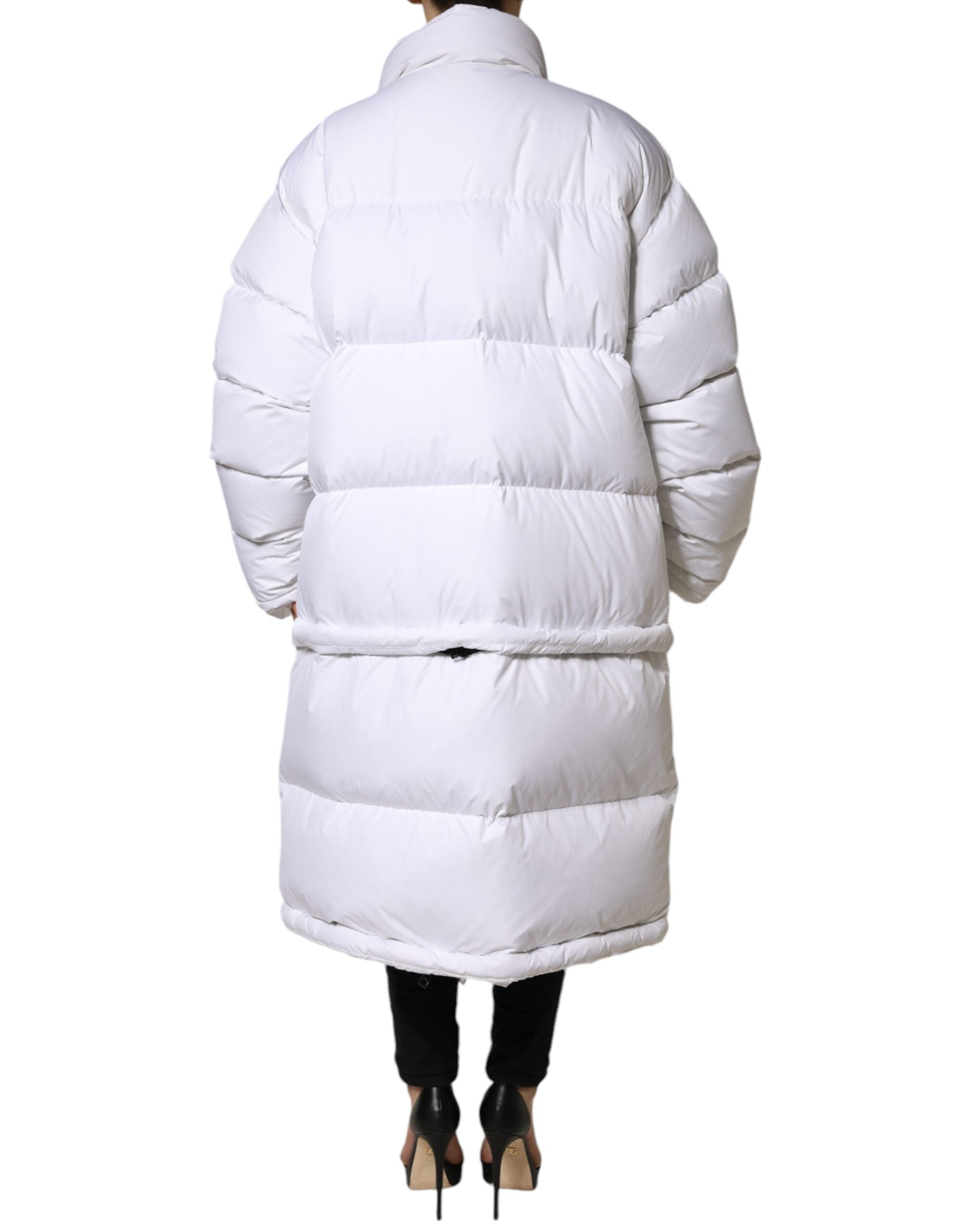 White Puffer Quilted Full Zip Coat Jacket - ventzia
