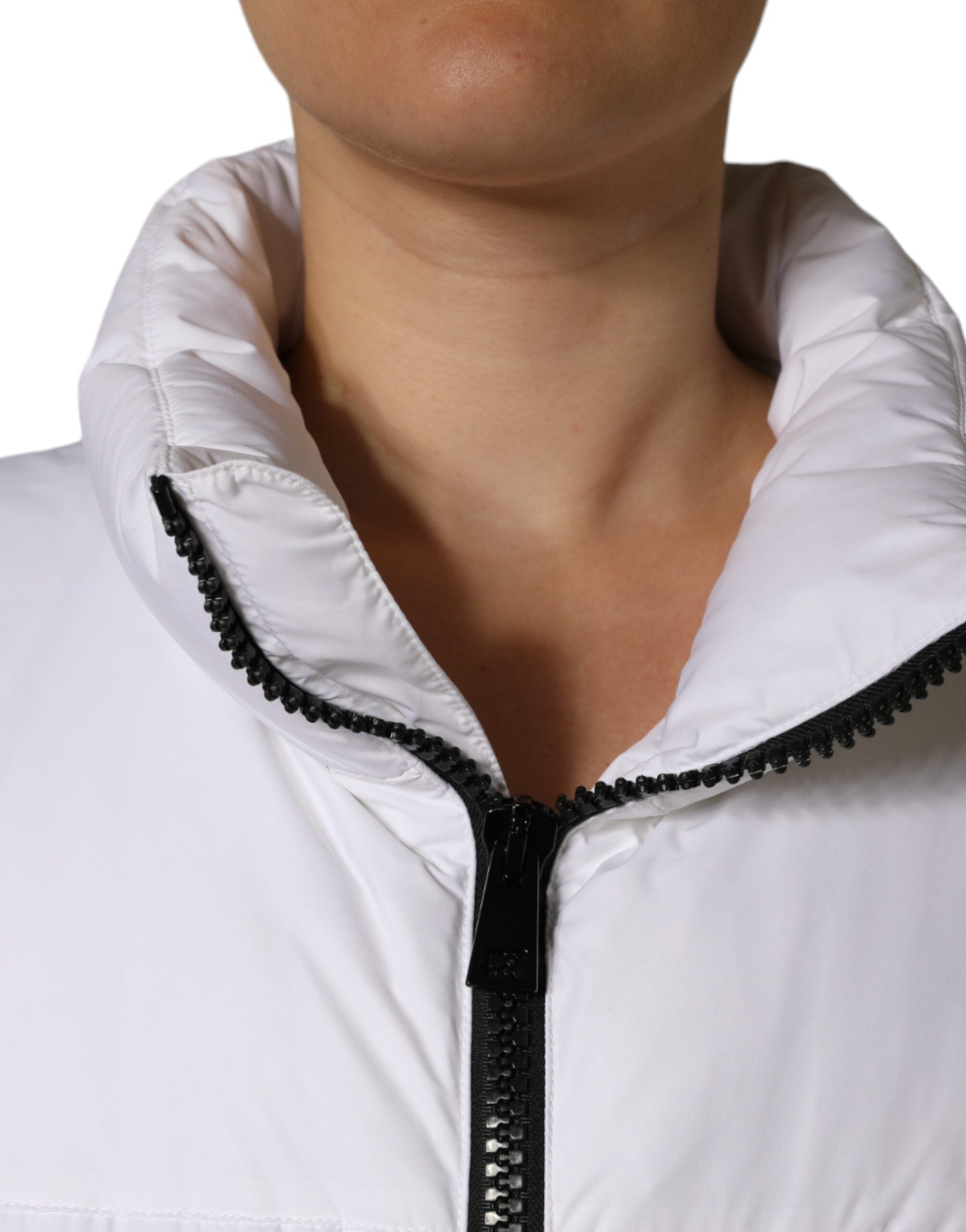 White Puffer Quilted Full Zip Coat Jacket - ventzia