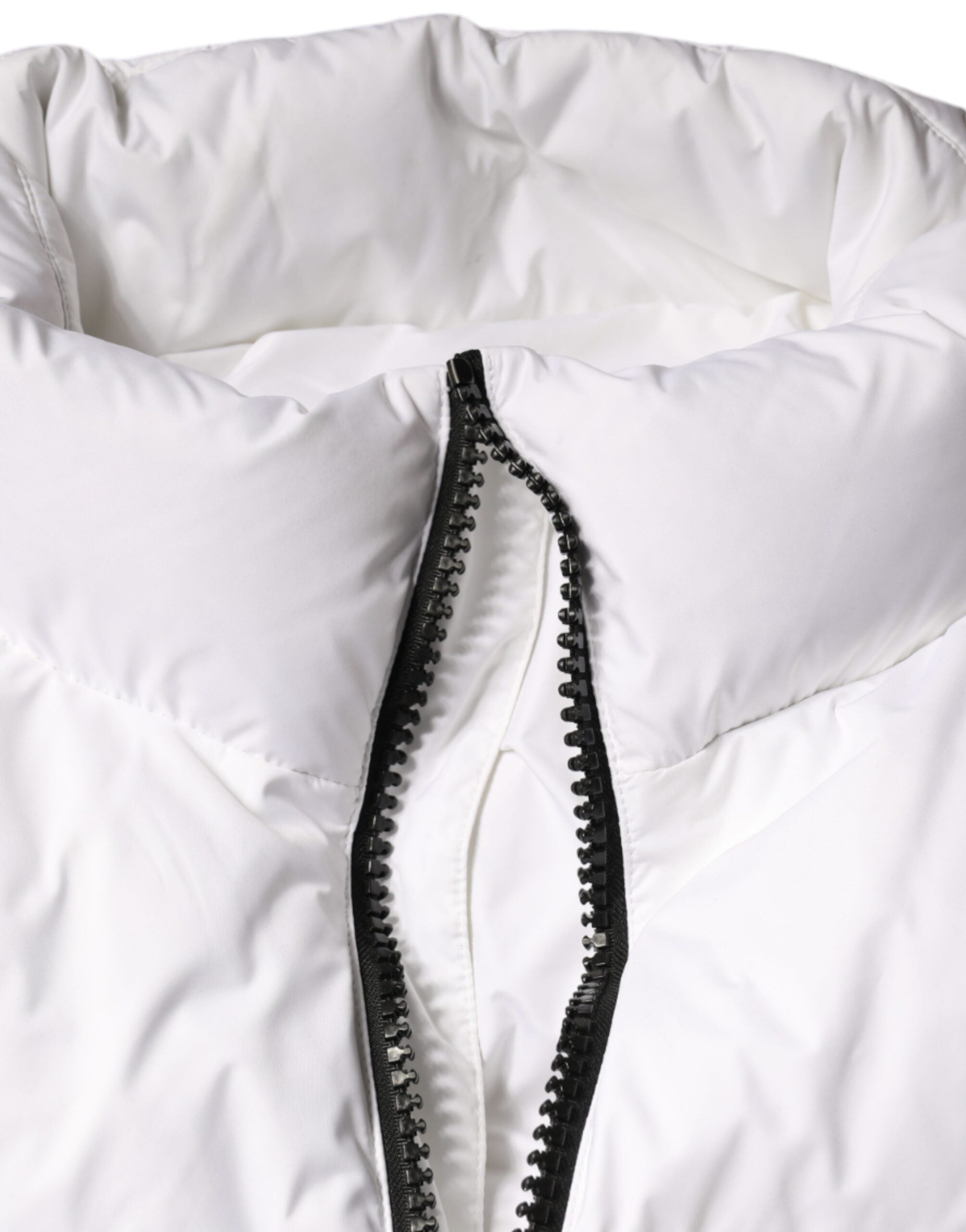 White Puffer Quilted Full Zip Coat Jacket - ventzia