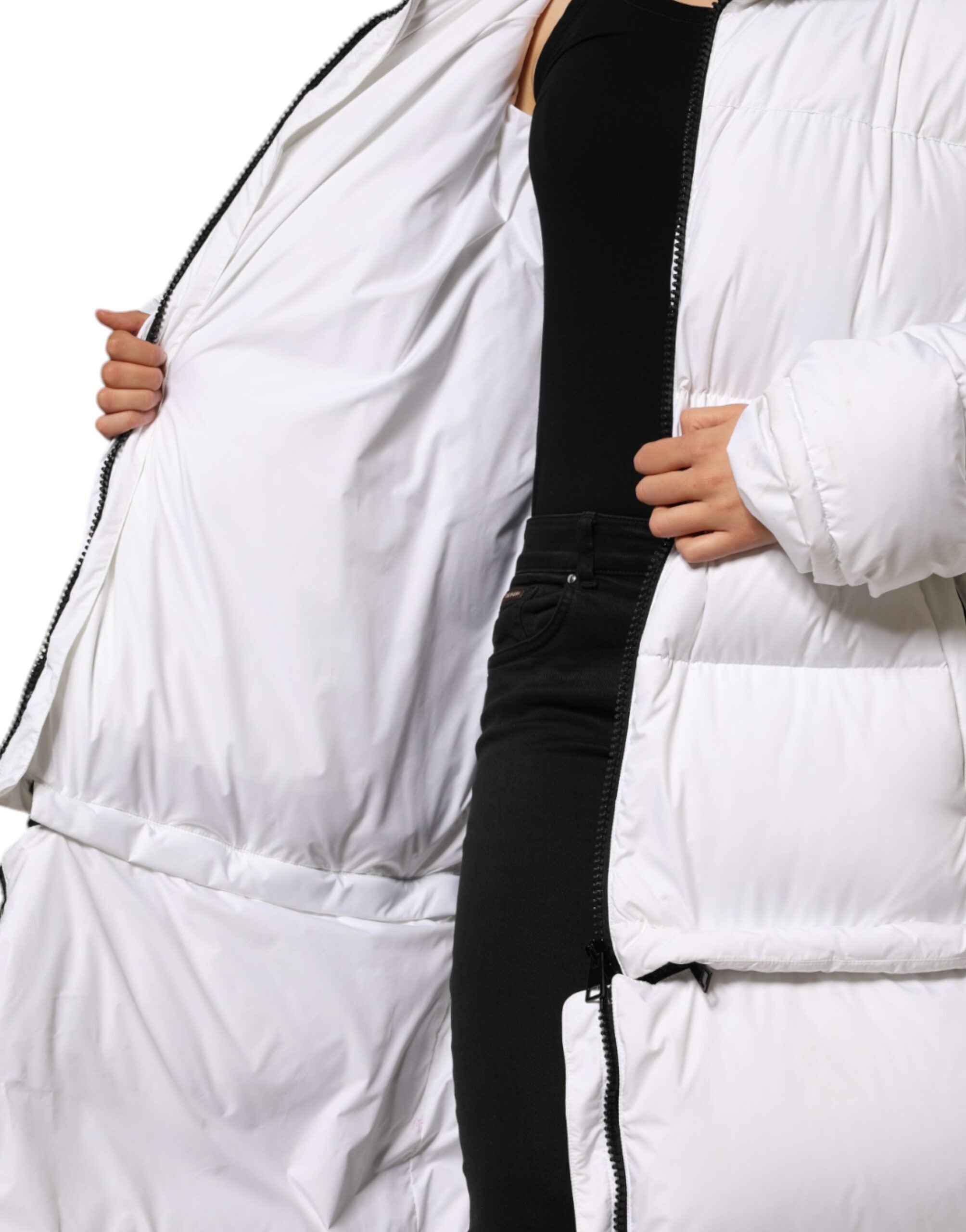 White Puffer Quilted Full Zip Coat Jacket - ventzia